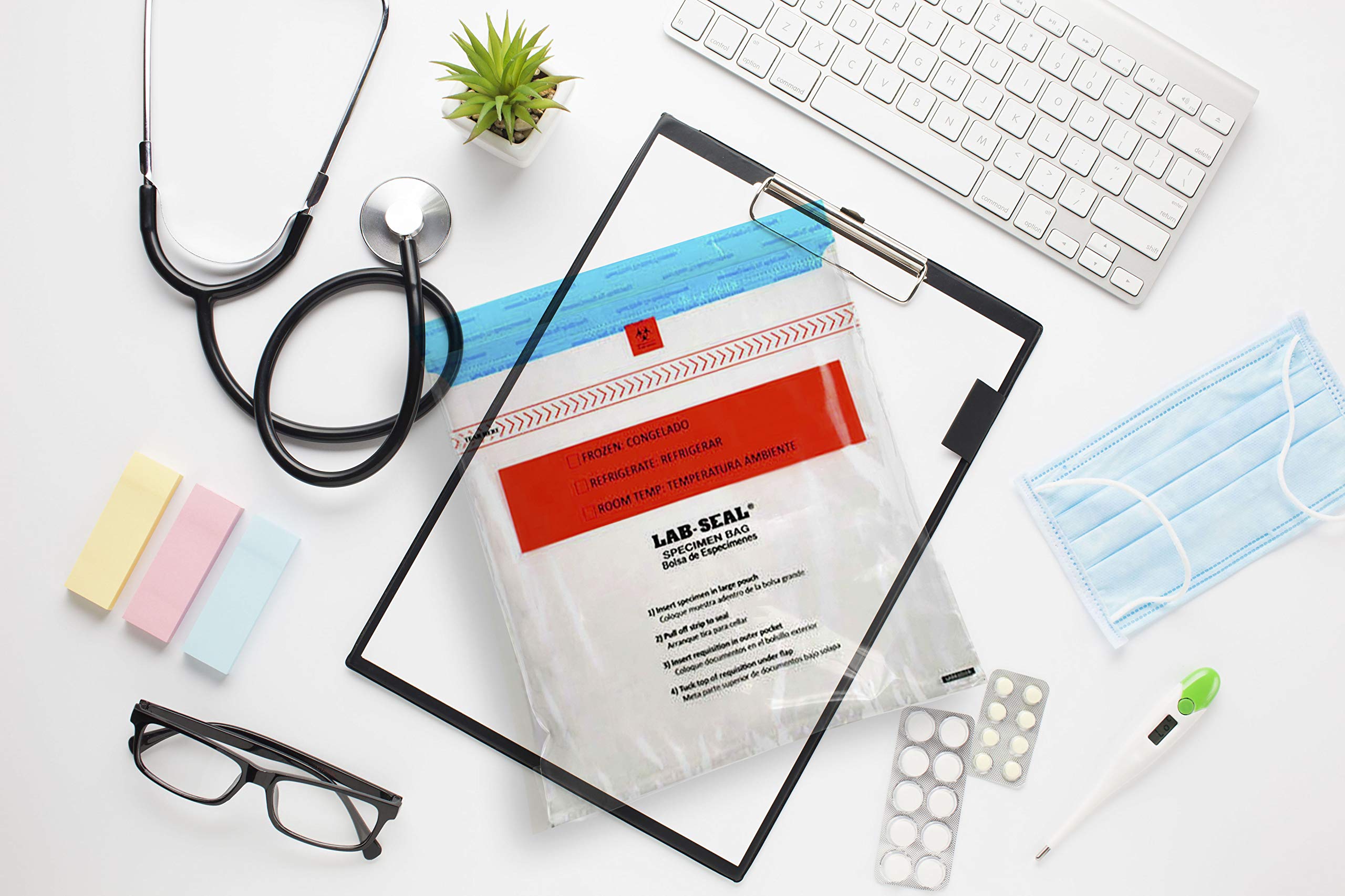 APQ 1000 Pack Tamper-Evident Specimen Bags 10x10 Inches - Clear Polyethylene Bags with Pull Tab Adhesive Closure, 1.80 Mil Thick, Removable Biohazard Symbol - Ideal for Medical Specimens, Lab Samples & Healthcare Storage