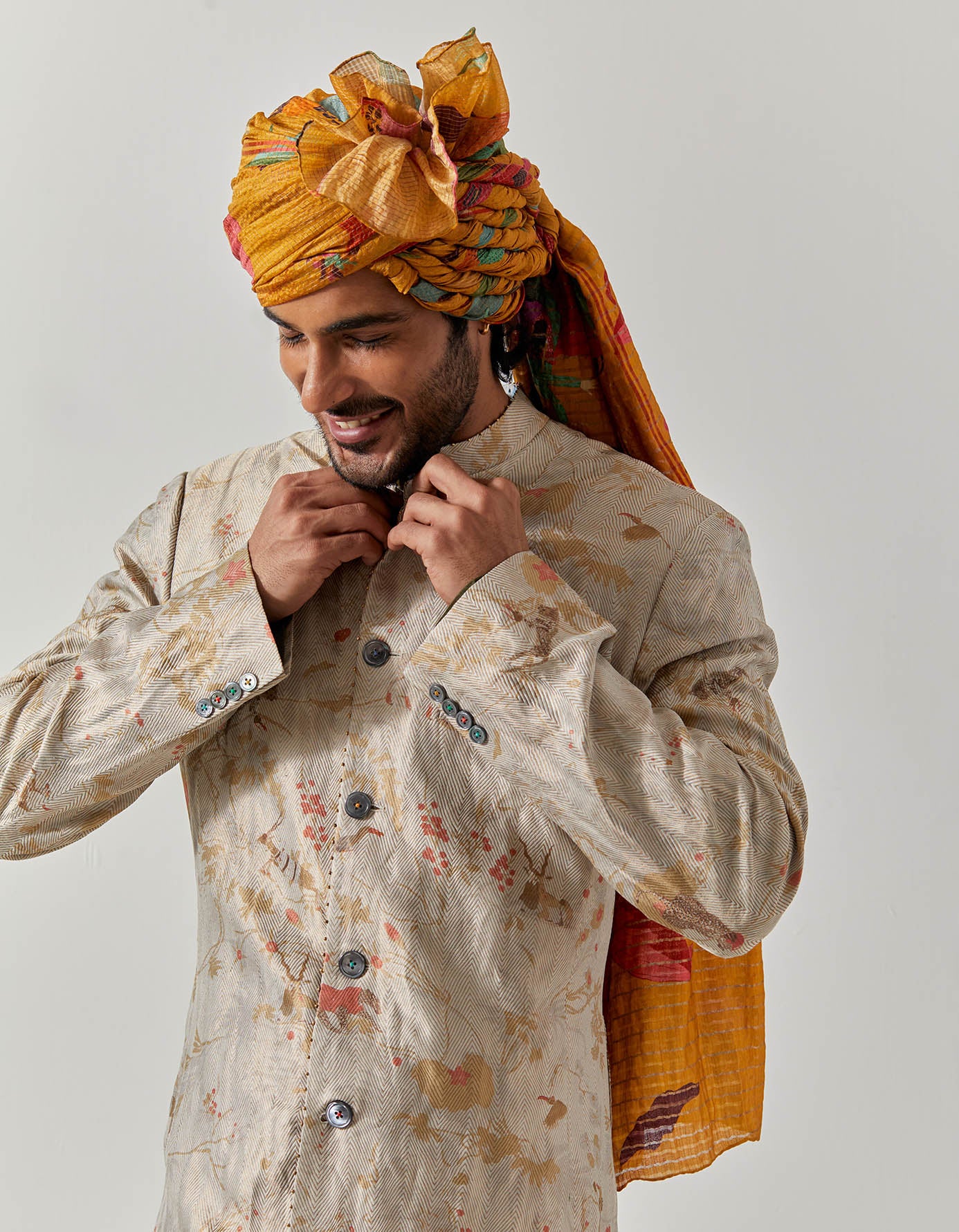 Matrix Jacket - Silk Brocade Ivory Rainforest Coat for Women | Elegant Outerwear for Evening Parties, Weddings & Special Occasions