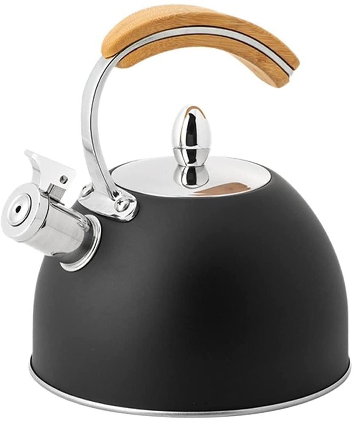 QHYTL 3L Stainless Steel Whistling Tea Kettle with Wood Handle - Induction Compatible Stovetop Kettle for Tea, Coffee & Hot Water (Perfect for Home, Office & Camping Use)