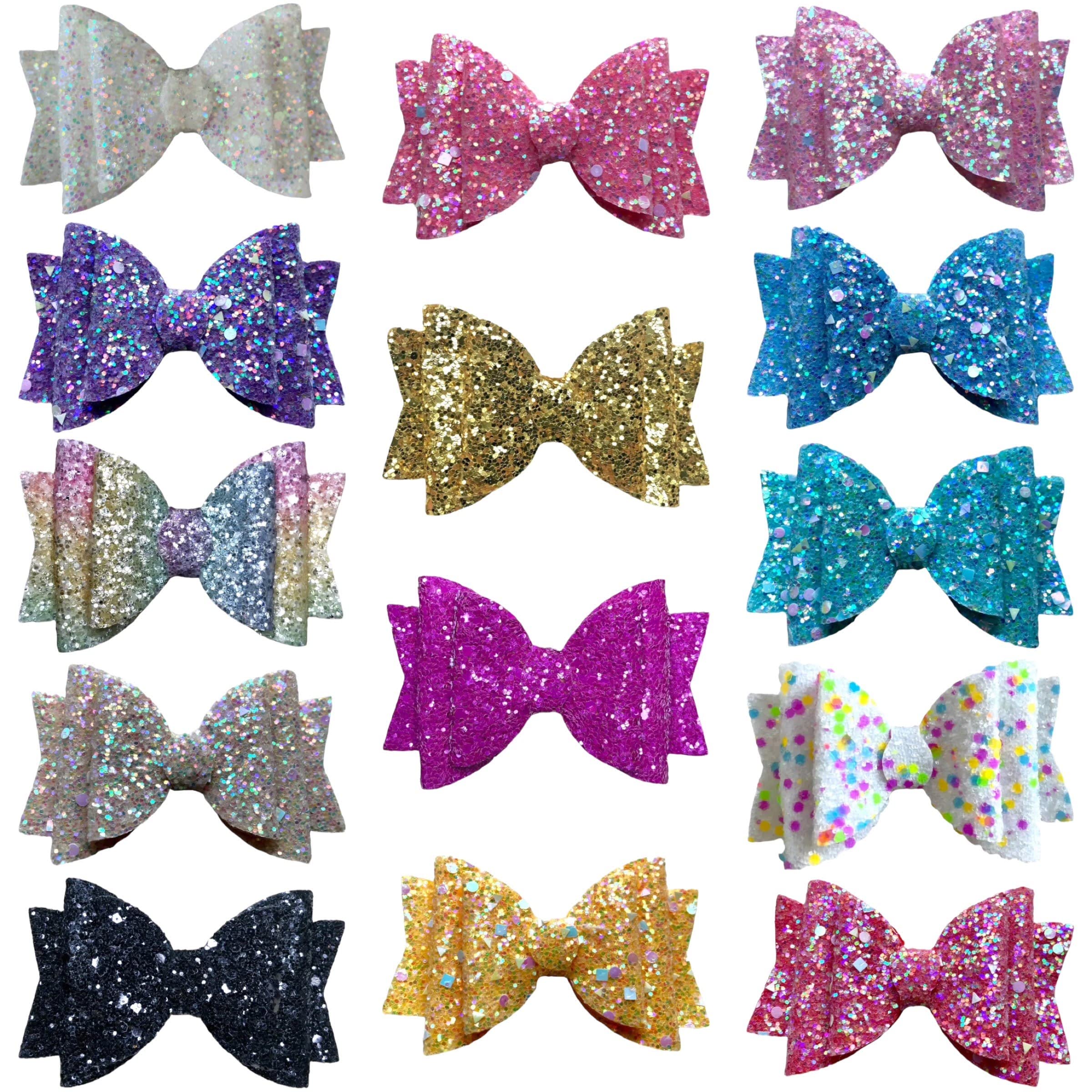 Dark Glitter Hair Bows Clips for Women & Girls – Handmade 3.5 Inch Hair Accessories, 2 Pack – Perfect for Parties, Weddings & Everyday Fashion