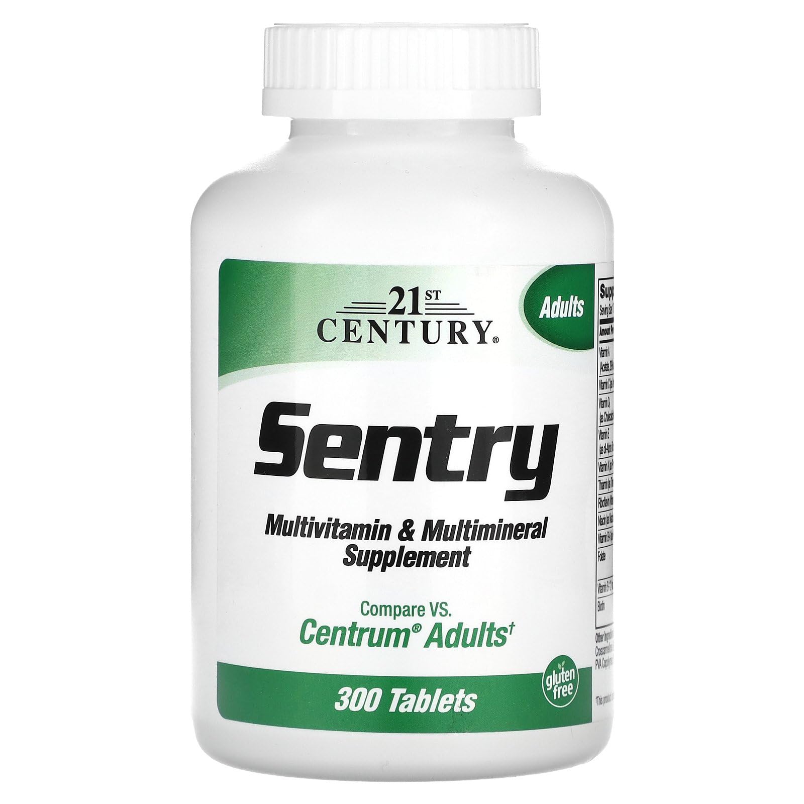 21st Century Sentry Multivitamin & Multimineral Supplement - 300 Tablets for Adults - Daily Immune Support, Energy Boost & Overall Wellness - Perfect for Busy Lifestyles & Active Professionals