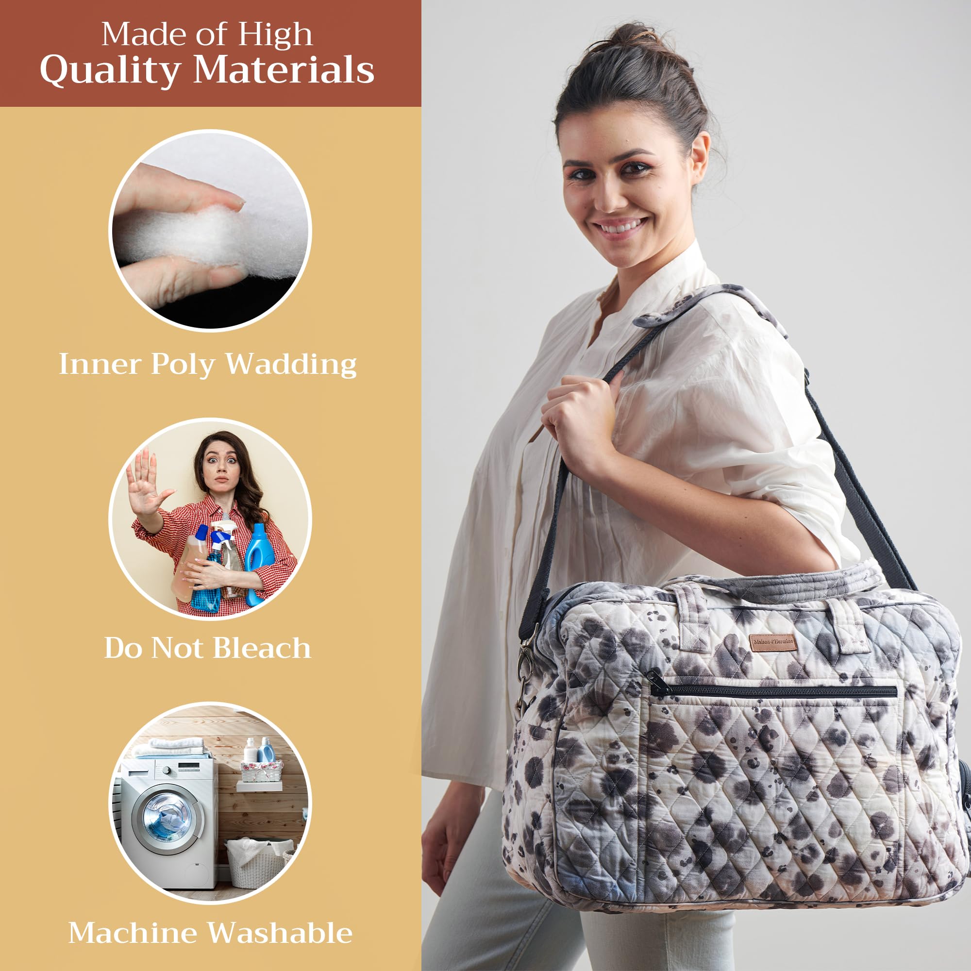 100% Cotton Handbag for Women by Maison d'Hermine - Stylish Shoulder Bag with Zip Pockets for Beach, Shopping, Travel & Hiking | Perfect Everyday Casual Purse for Work, Outings & Outdoor Adventures