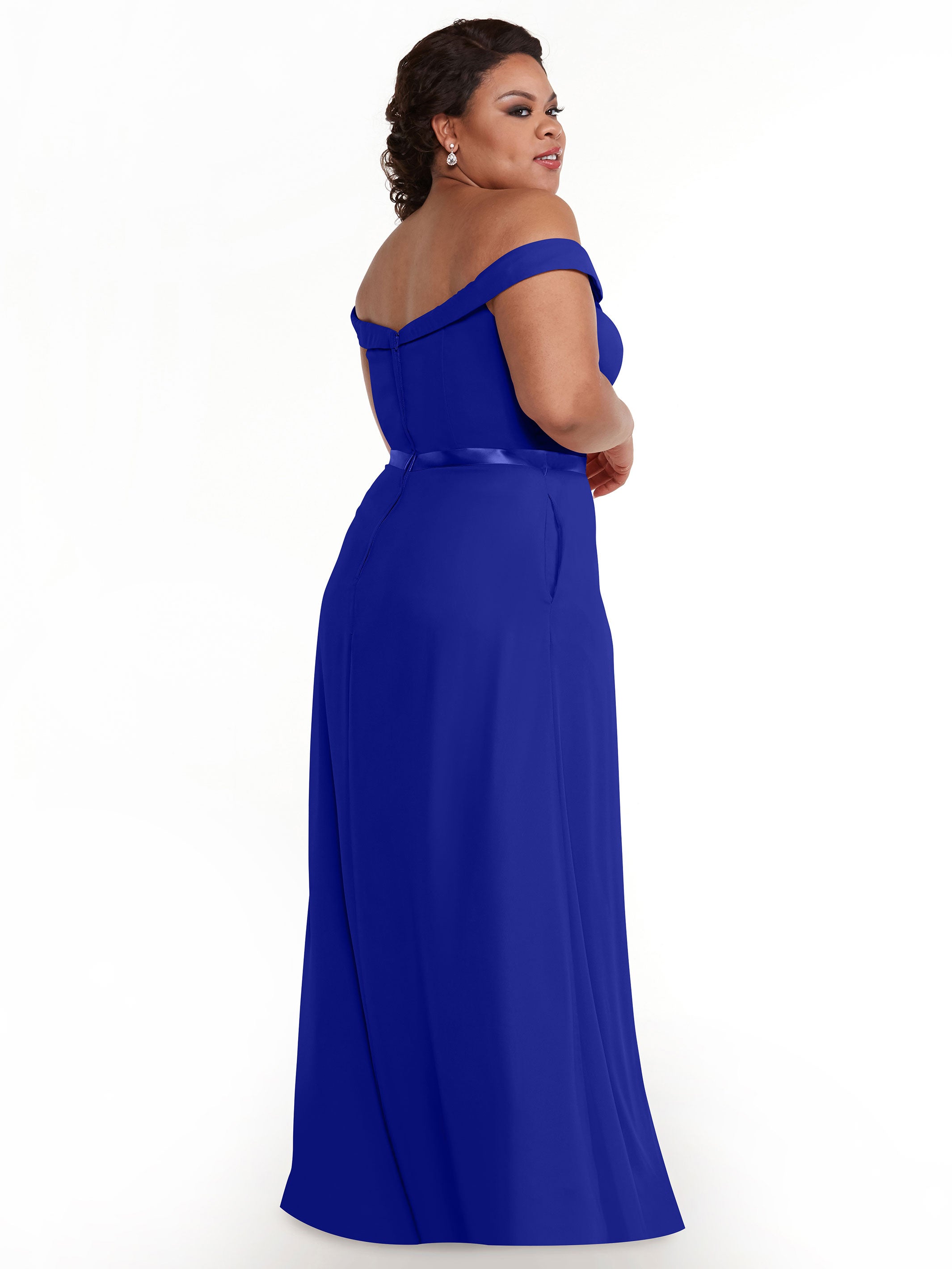 Elegant Off-The-Shoulder Chiffon A-Line Bridesmaid Dress with Sash - Perfect for Weddings, Formal Events & Special Occasions
