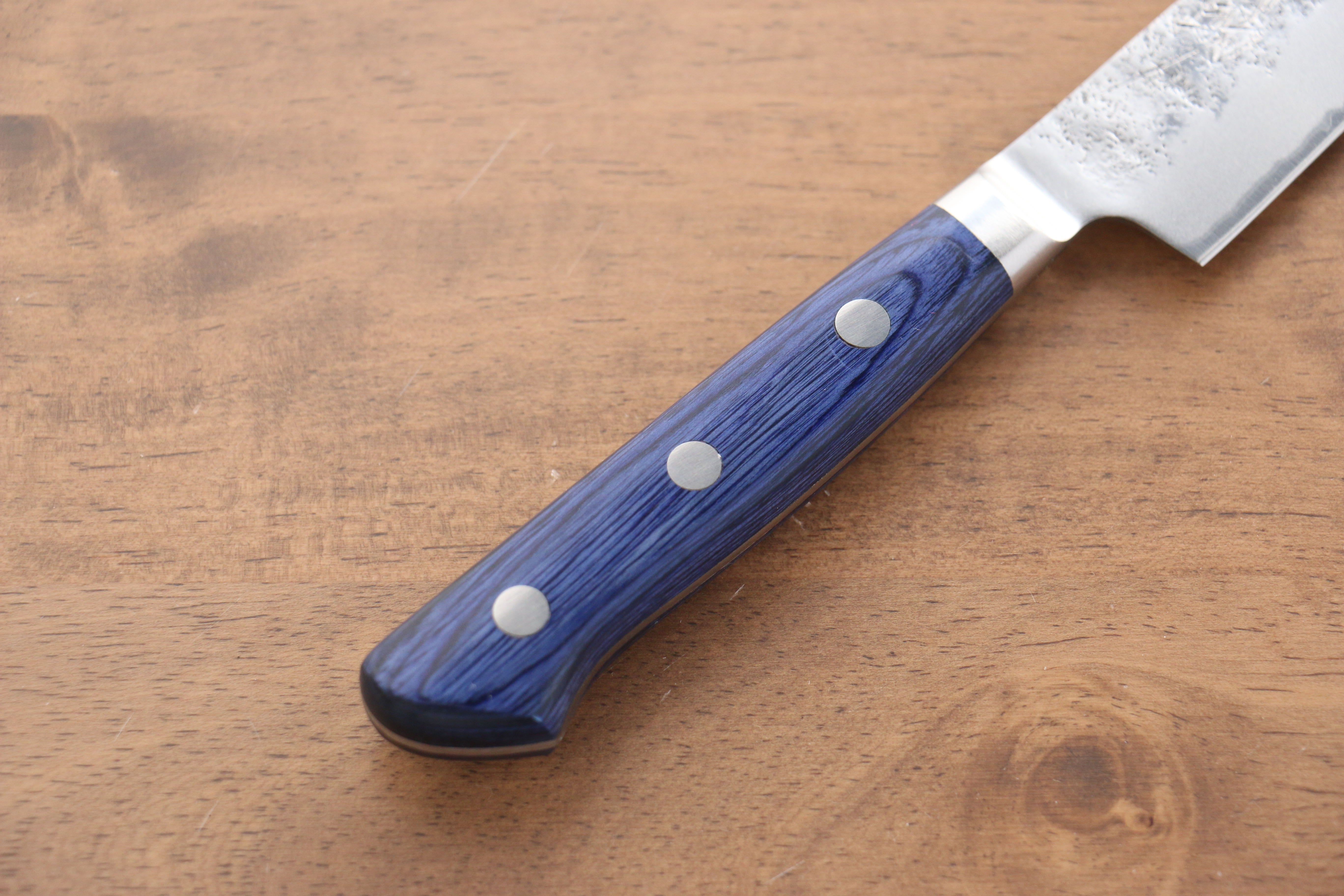 Premium Seisuke Blue Steel No.2 Nashiji Kiritsuke Petty Knife 145mm - Japanese Chef Utility Knife with Blue Pakkawood Handle - Perfect for Slicing, Dicing & Precision Kitchen Tasks