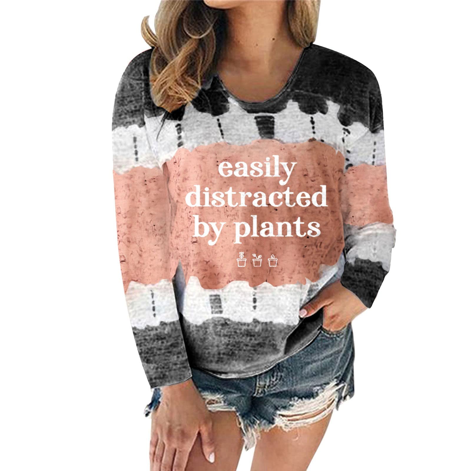 Trendy Plus Size Long Sleeve Shirts for Women - White Crew Neck Tunic Tops for Casual Wear & Office Outfits