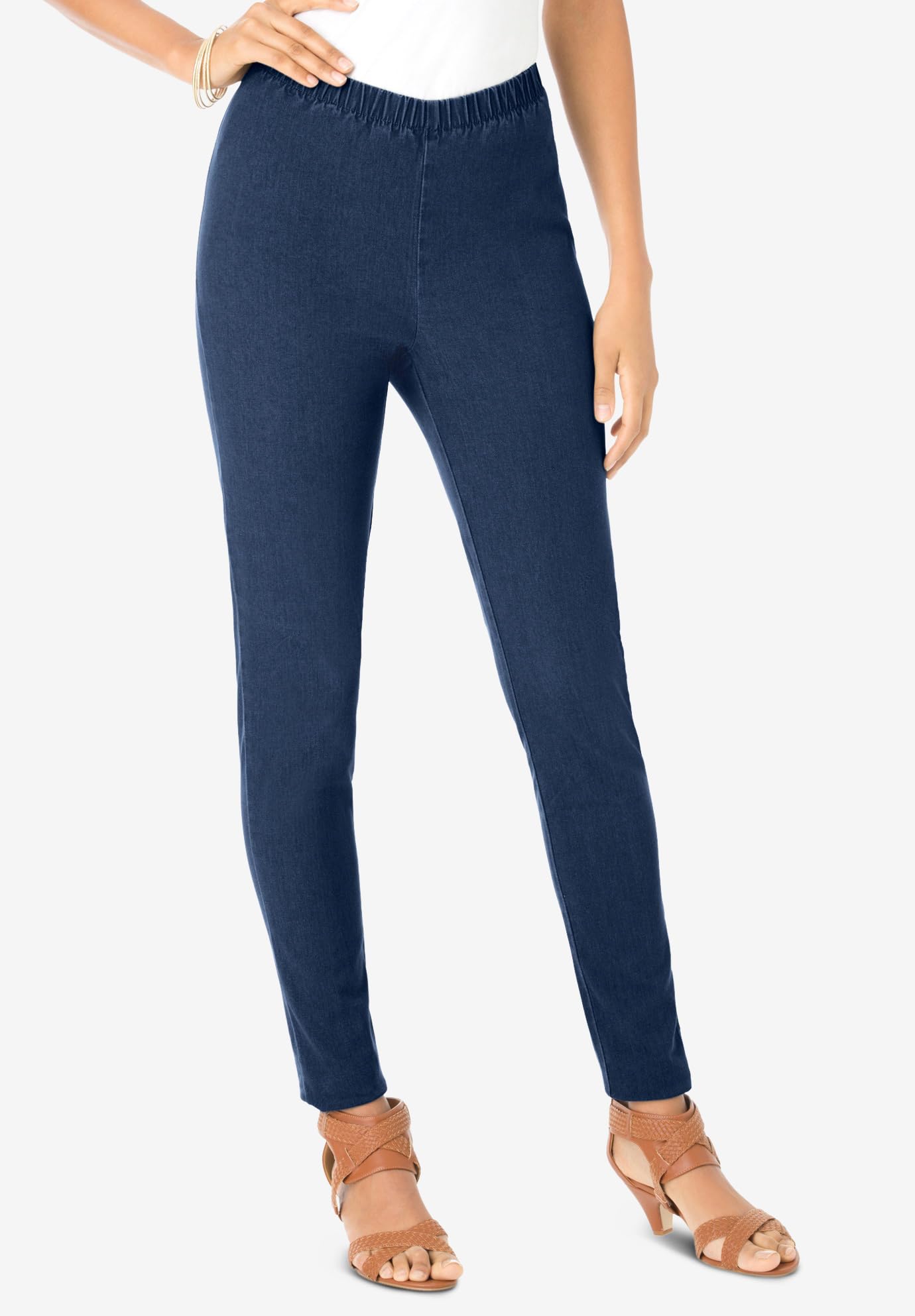 Roaman's Skinny-Leg Comfort Stretch Jeans for Women - High Waist Slim Fit Denim Pants for Everyday Casual Wear & Office Outfits