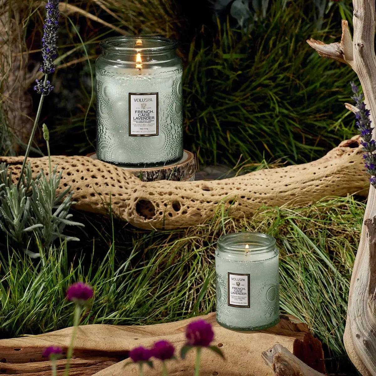 French Cade Lavender Large Jar Candle - 16oz Aromatherapy Scented Candle for Home, Spa & Relaxation - Long Lasting Soy Wax Candle with Wooden Wick - Perfect for Bedroom, Bathroom & Meditation