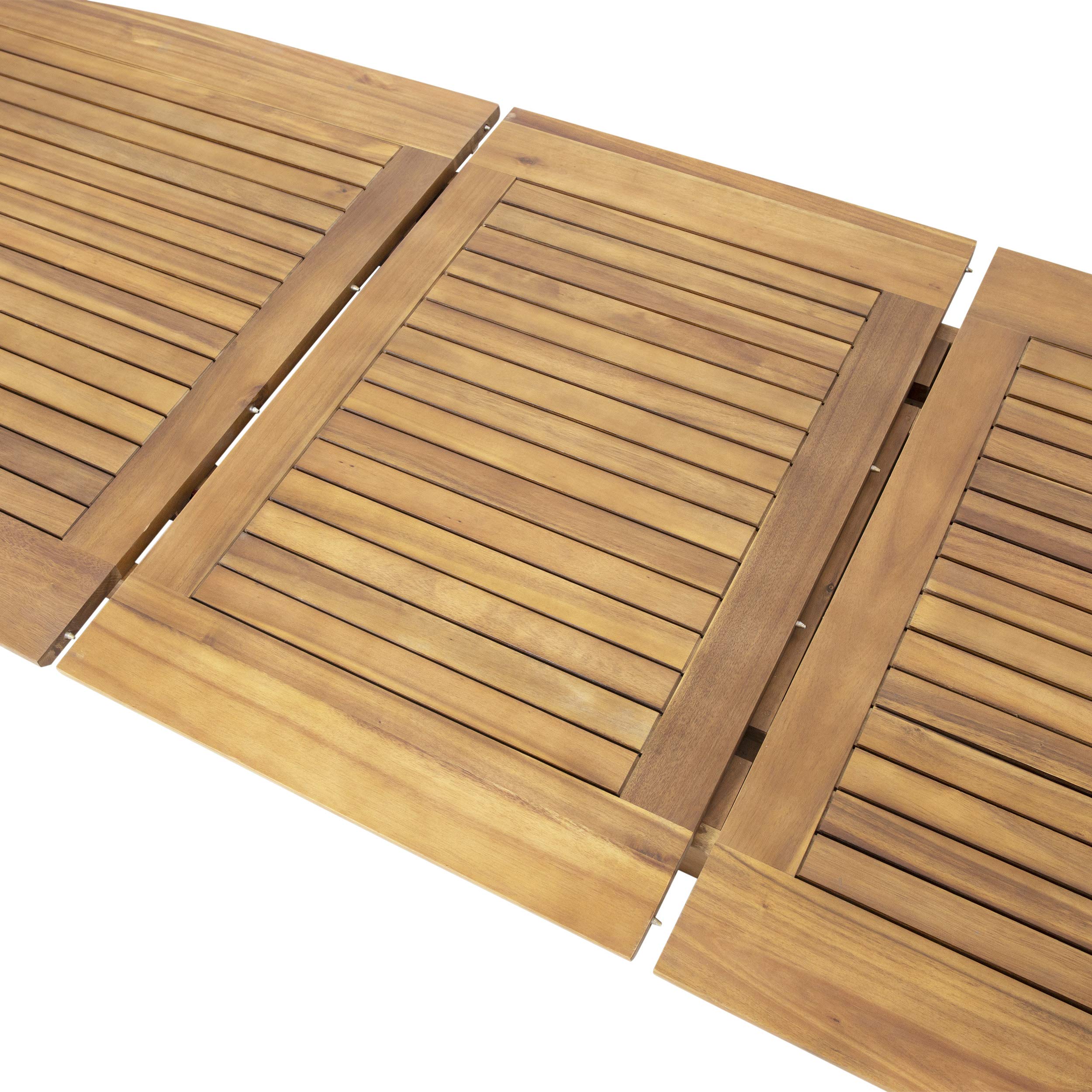 GDFStudio Expandable Acacia Wood Outdoor Dining Table - Teak Finish, Weather-Resistant for Patio, Garden & Backyard Entertaining