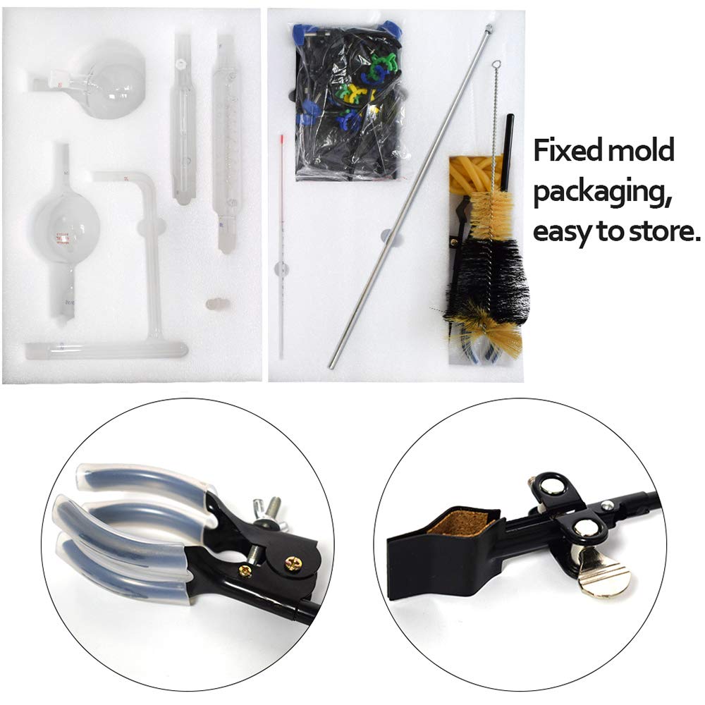 1000ml Essential Oil Distillation Kit with Hot Plate & Graham Condenser - 24/40 Joint Glassware Set for Aromatherapy, Herbal Extraction & Home Distilling | Includes Separating Funnel & Water Purifier
