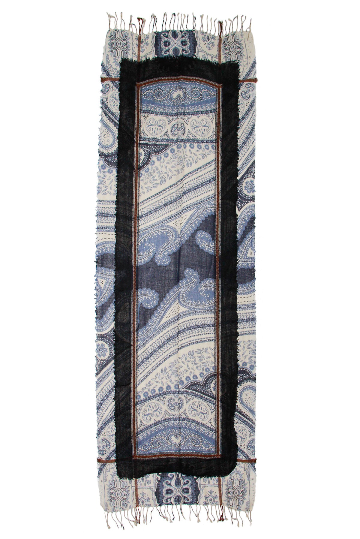 Bohemian Paisley Patchwork Frayed Scarf - Lightweight Fashion Accessory for Women - Perfect for Fall Layering, Music Festivals & Casual Outfits