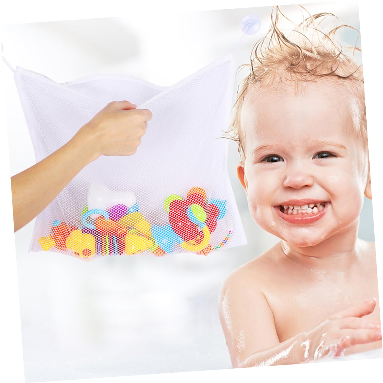 NAMOARLY Toddler Bath Toys & Hanging Mesh Organizer - Waterproof Bathroom Toy Storage Bag for Baby Bath Time Fun | Perfect for Bathtub, Pool & Beach Play