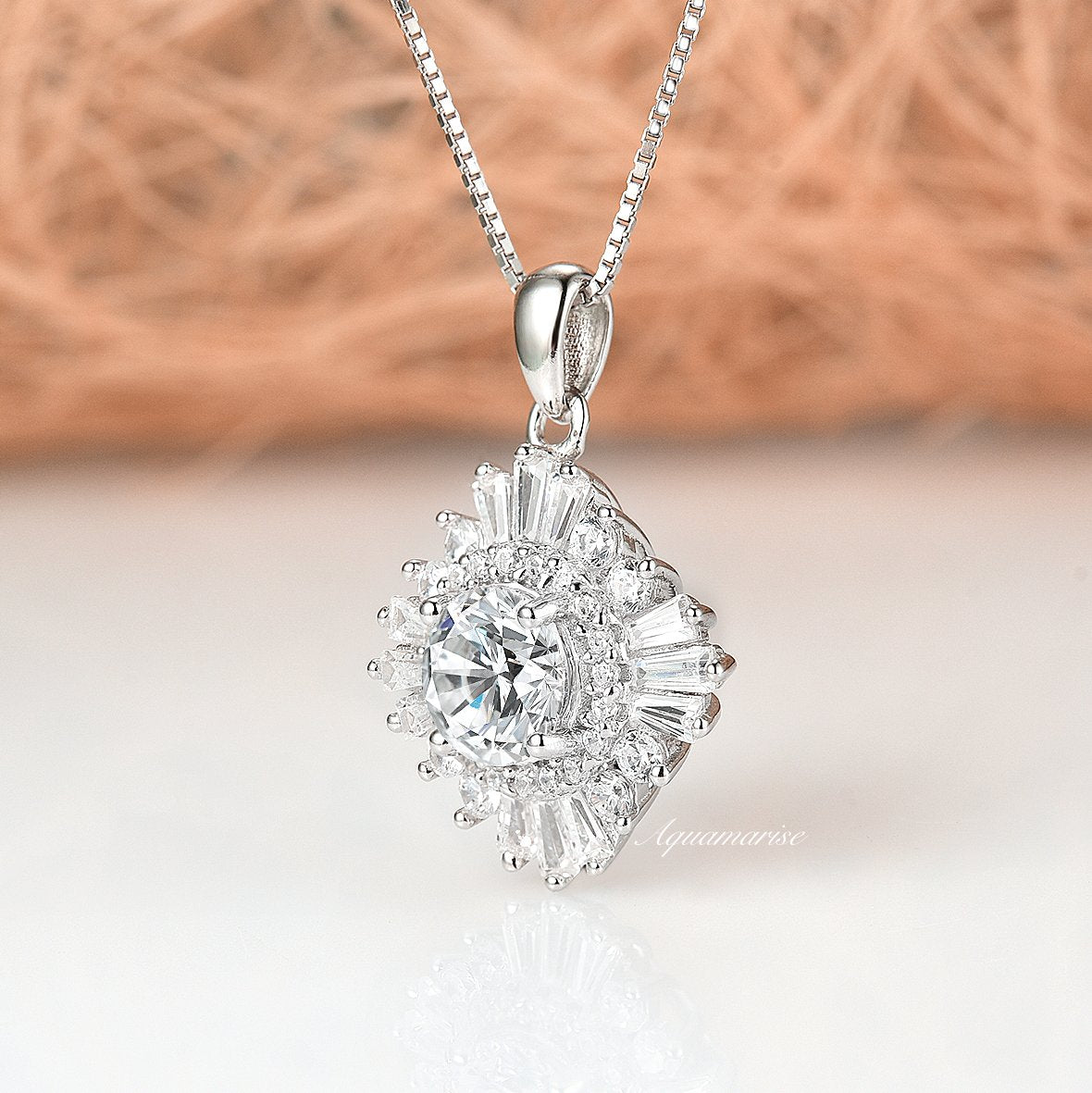 Joelle Simulated Diamond (CZ) Necklace in Sterling Silver - Elegant Jewelry for Women, Perfect for Weddings, Anniversaries & Special Occasions