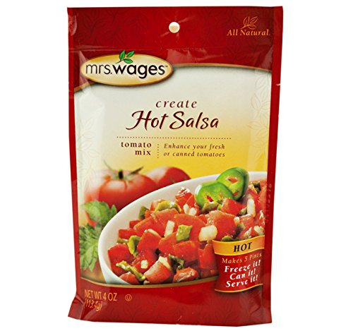 Mrs. Wages Hot Salsa Tomato Seasoning Mix - 4 Oz. Pouch (Pack of 2) | Authentic Mexican Flavor | Perfect for Tacos, Nachos & Homemade Salsa