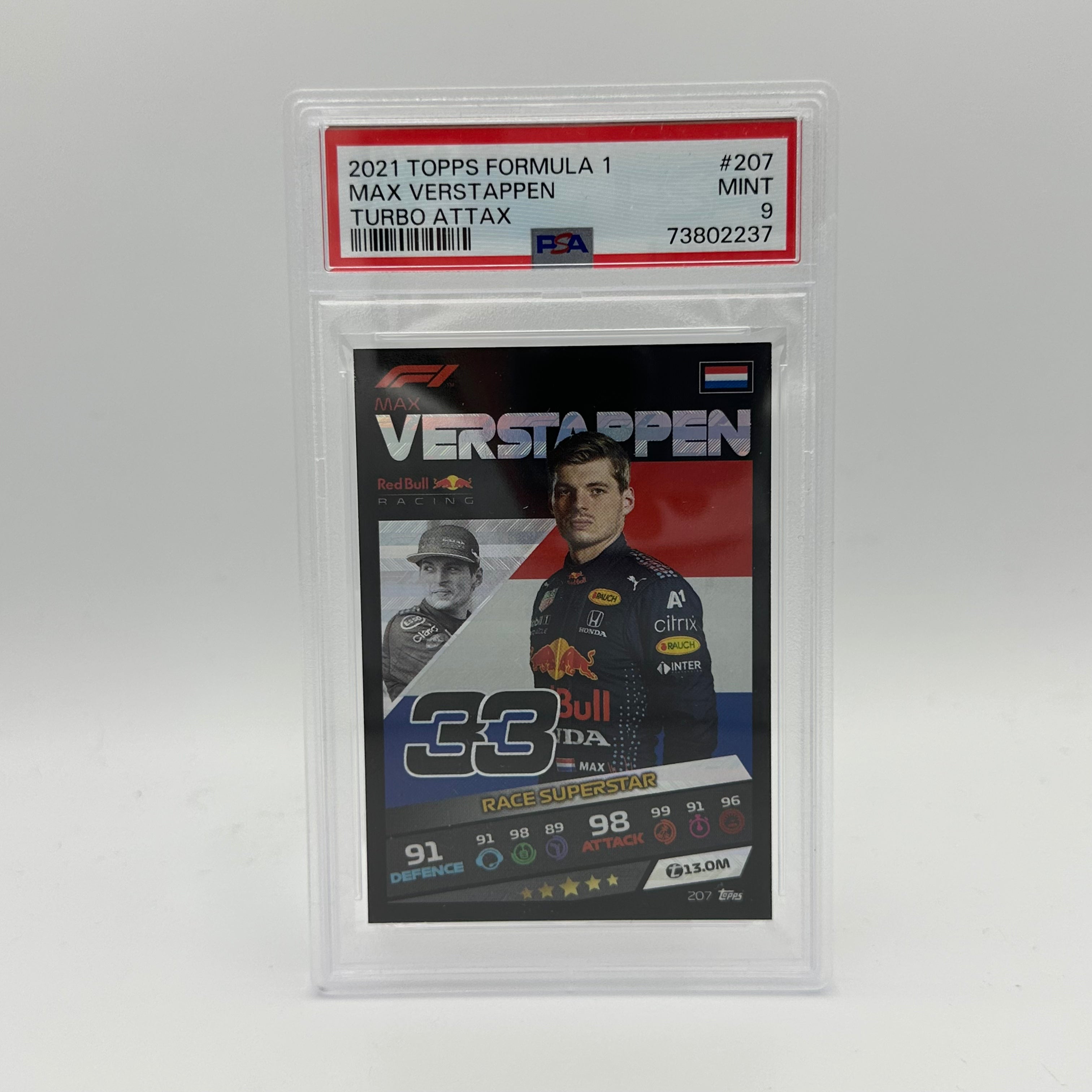 PSA 9 Graded MAX VERSTAPPEN #207 Racing Card - Perfect for Collectors, Sports Memorabilia Fans & Formula 1 Enthusiasts