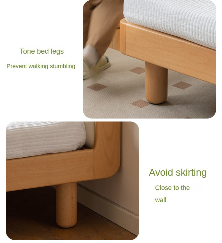 Solid Beech Wood Soft Single Kids Bed - Durable & Safe Children's Bedroom Furniture for Toddlers & Teens - Perfect for Bedrooms, Daycare, and Guest Rooms