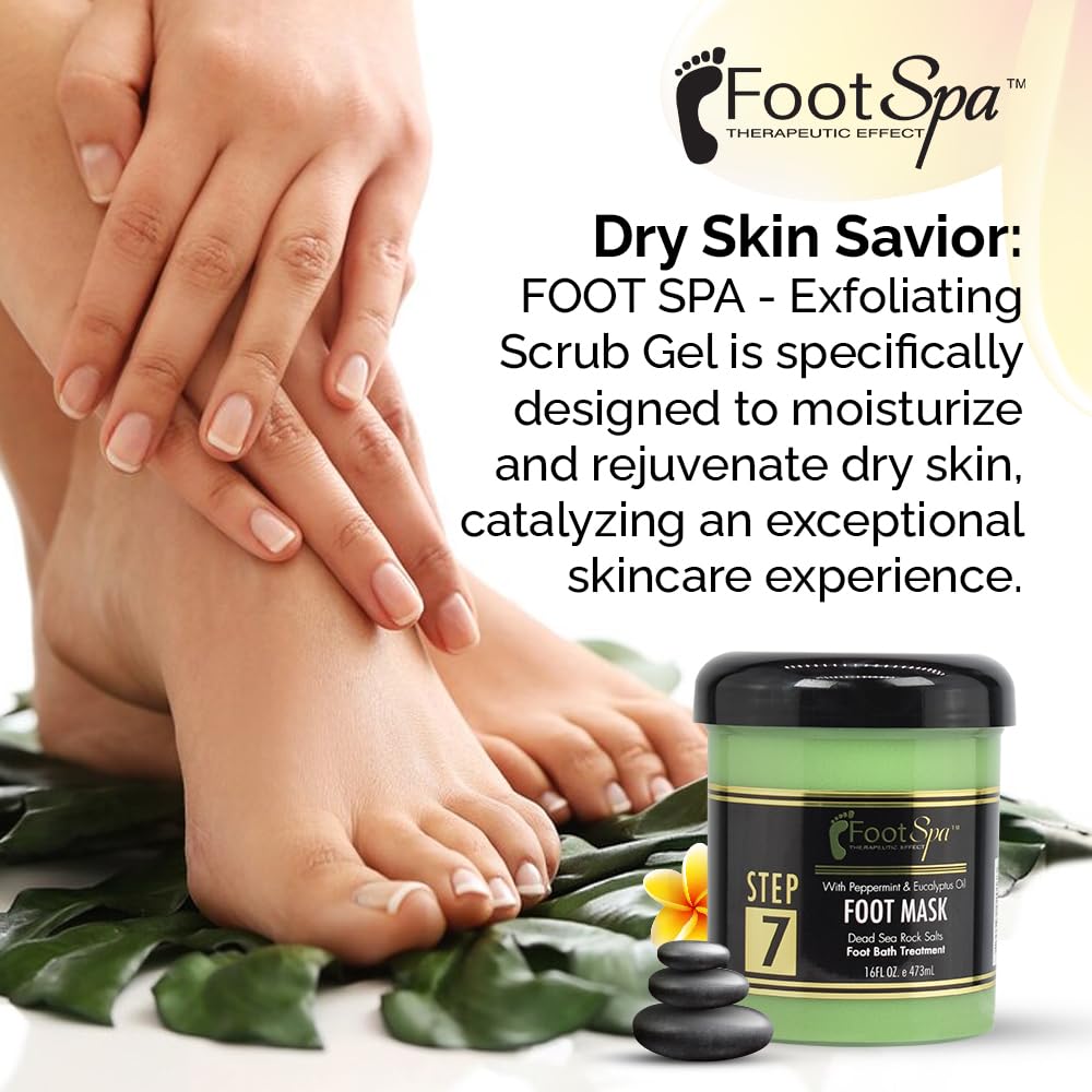 Refreshing Peppermint & Eucalyptus Foot Spa Cream Mask - 16 Oz Hydrating Pedicure Treatment with Hyaluronic Acid & Amino Acids - Deep Moisturizer for Tired Feet & Cracked Heels - Perfect for Post-Workout Recovery & At-Home Spa Days