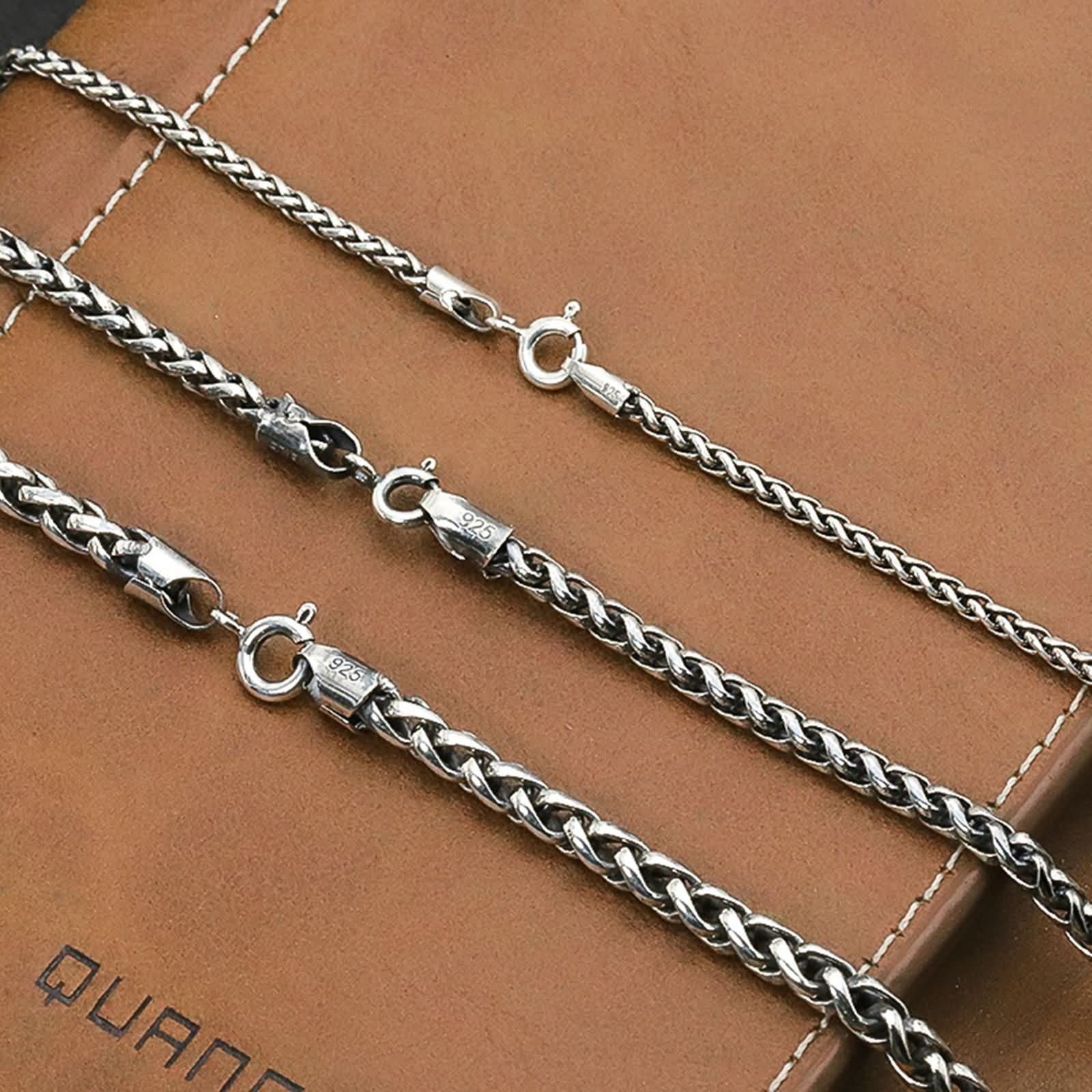 2mm Sterling Silver Twisted Rope Chain Necklace for Men - 18 Inch Durable Mens Jewelry for Everyday Wear, Gifts & Special Occasions