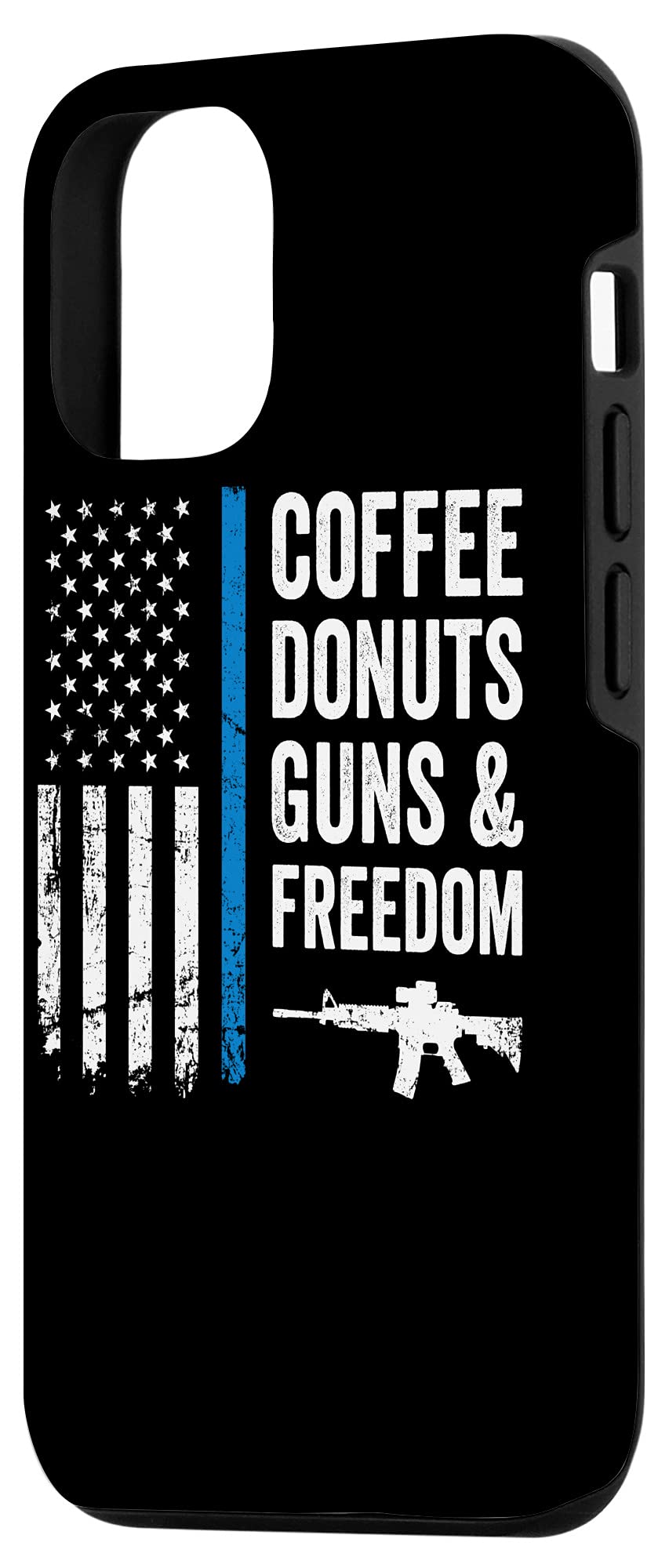 Funny Police Officer USA Flag iPhone 12/12 Pro Case - Coffee Donuts Guns & Freedom Design - Perfect for Law Enforcement Appreciation & Patriotic Gift Giving