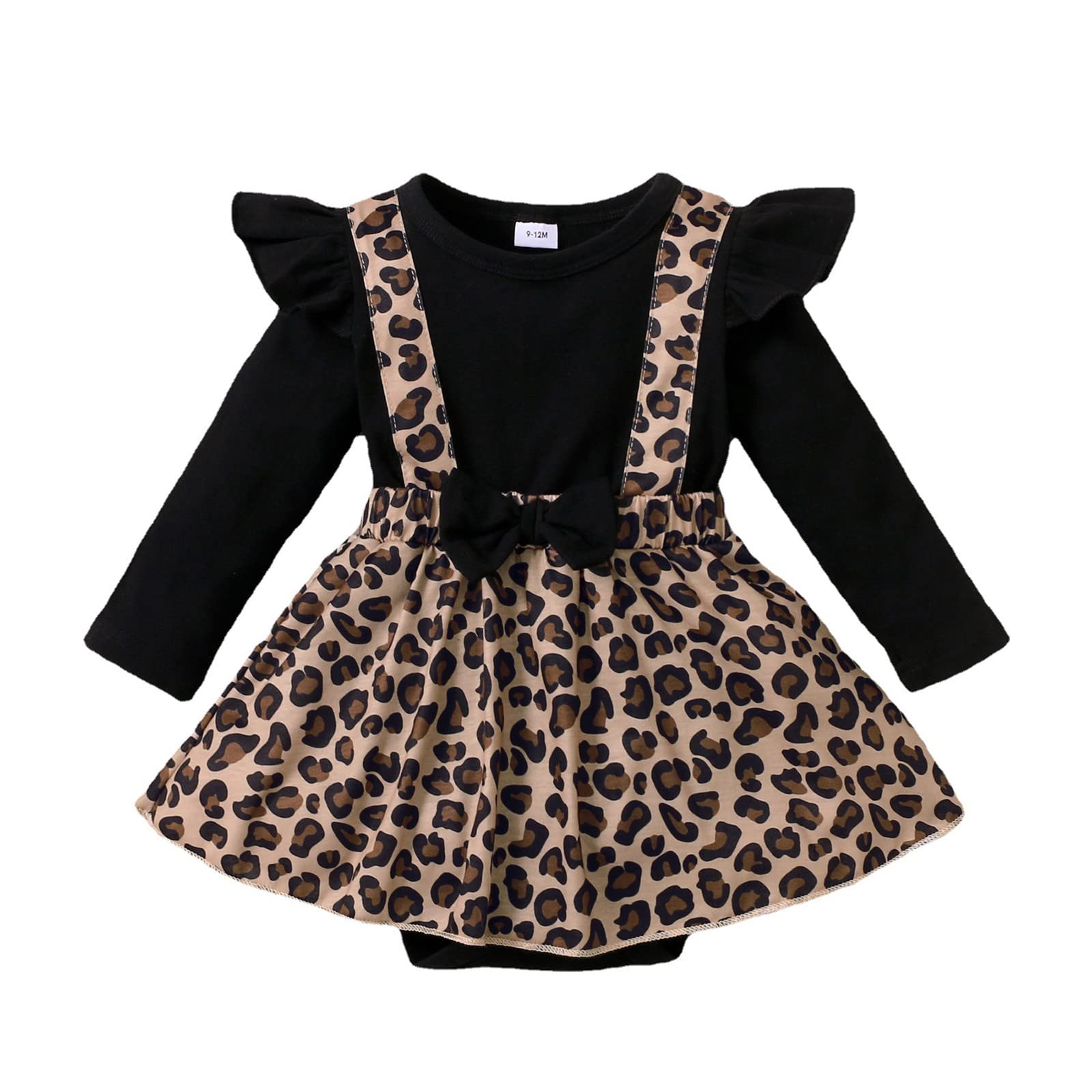 Baby Girl Leopard Print Ruffled Sleeveless Romper with Bowknot - Newborn Infant Bodysuit Outfit for Photo Shoots, Playdates & Special Occasions