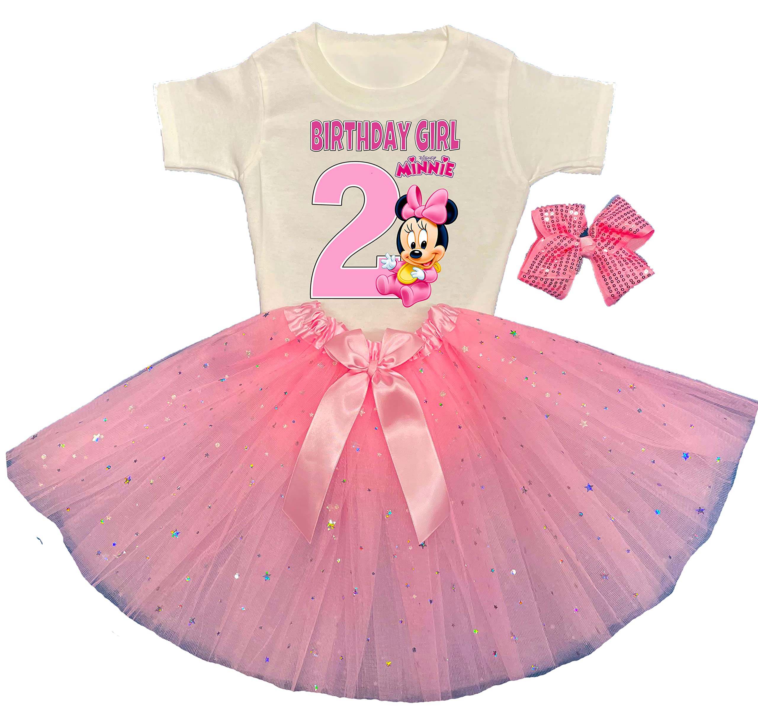 Personalized Pink Tutu Outfit for Baby Girl's 2nd Birthday Party | Mouse-Themed Birthday Shirt | Perfect for Photoshoots, First Birthday Celebrations & Special Occasions