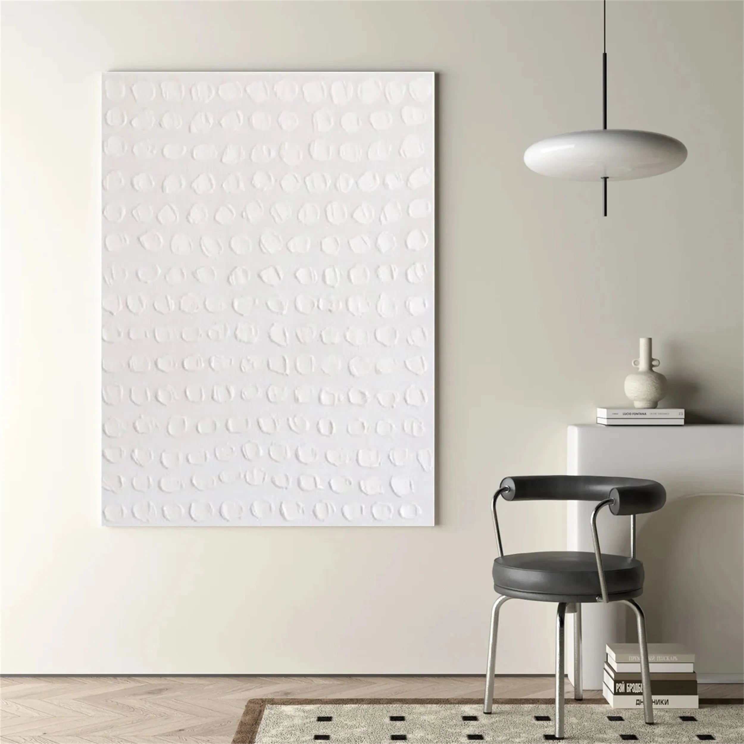 White Minimalist Textured Painting Canvas - Modern Abstract Wall Art for Living Room & Bedroom Decor | Premium Quality #MM199