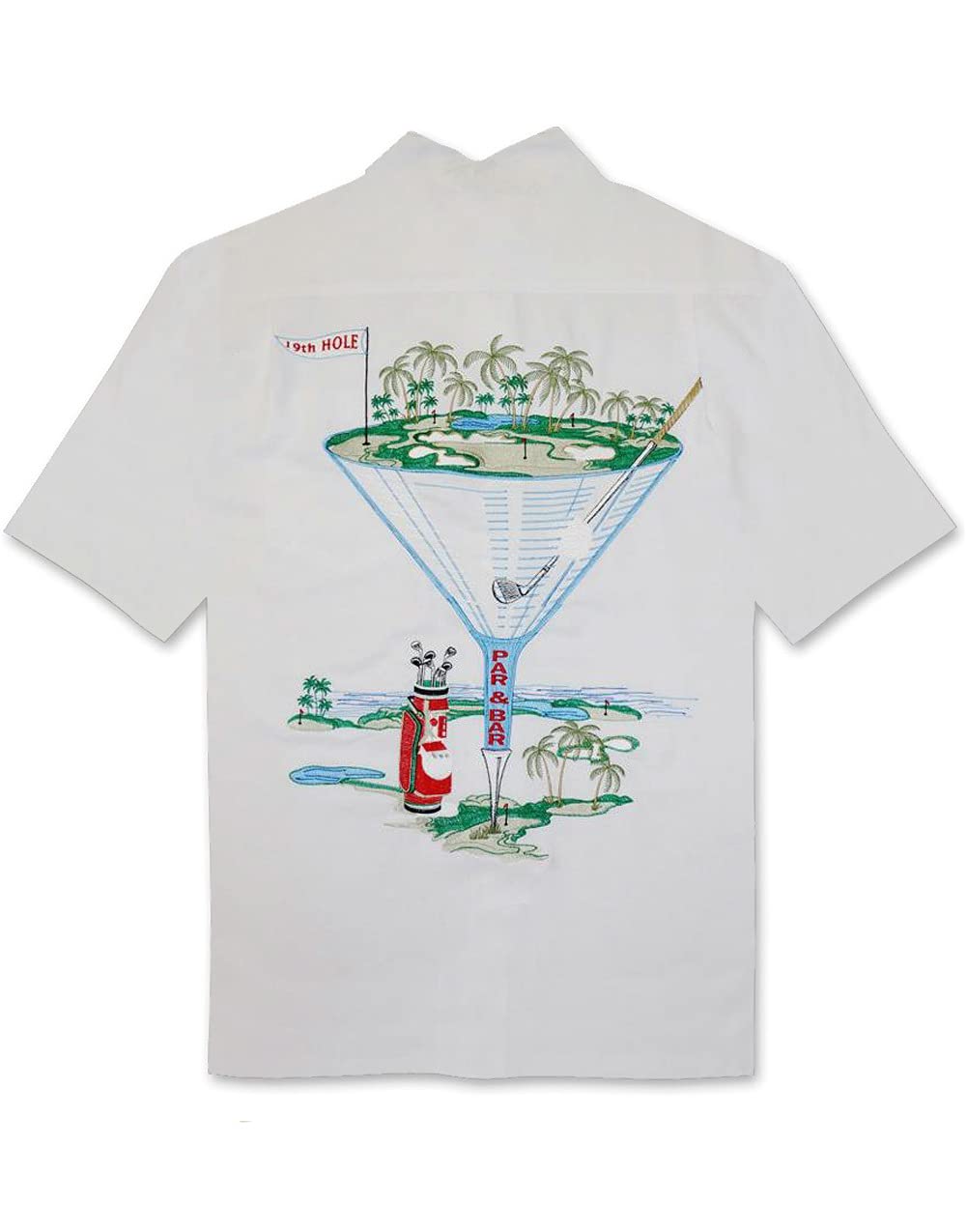 Bamboo Cay Par and Bar Back Embroidered Camp Shirt - Stylish Hawaiian Shirt for Men, Tropical Vacation Wear, Beach Party & Summer Outfit