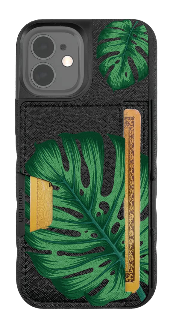 Smartish Aah! Real Monsteras iPhone 12 Mini Wallet Case - Slim Protective Kickstand Credit Card Holder for iPhone 12 Mini | Perfect for Everyday Use, Travel & Hands-Free Viewing