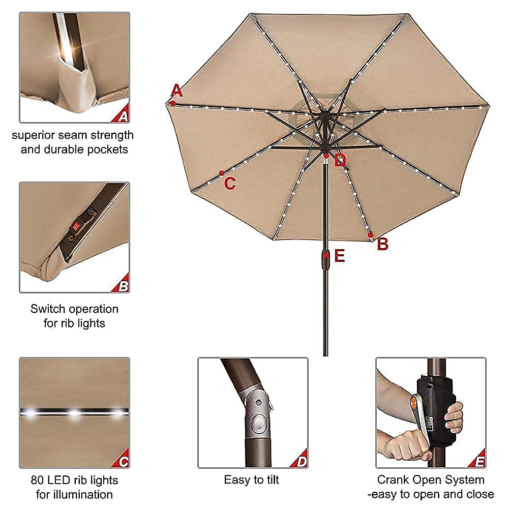 EliteShade 9ft Outdoor Patio Umbrella with Heavy Duty Water-Filled Base - Perfect for Backyard, Poolside, Beach, and Garden Relaxation