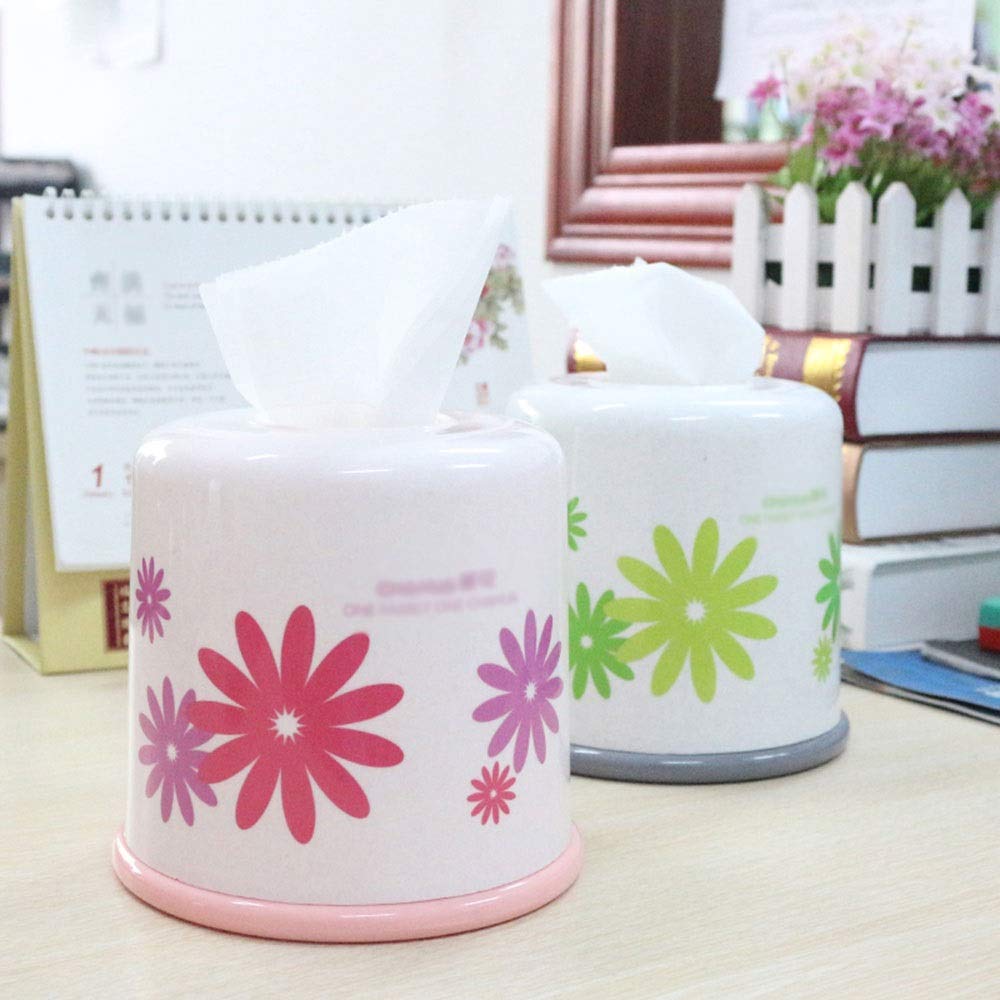 Pink Round Plastic Tissue Box Cover Holder for Bathroom Vanity & Living Room - Simple Lovely Design for Paper Towel & Roll Storage - Perfect for Countertops, Home Decor, and Household Organization