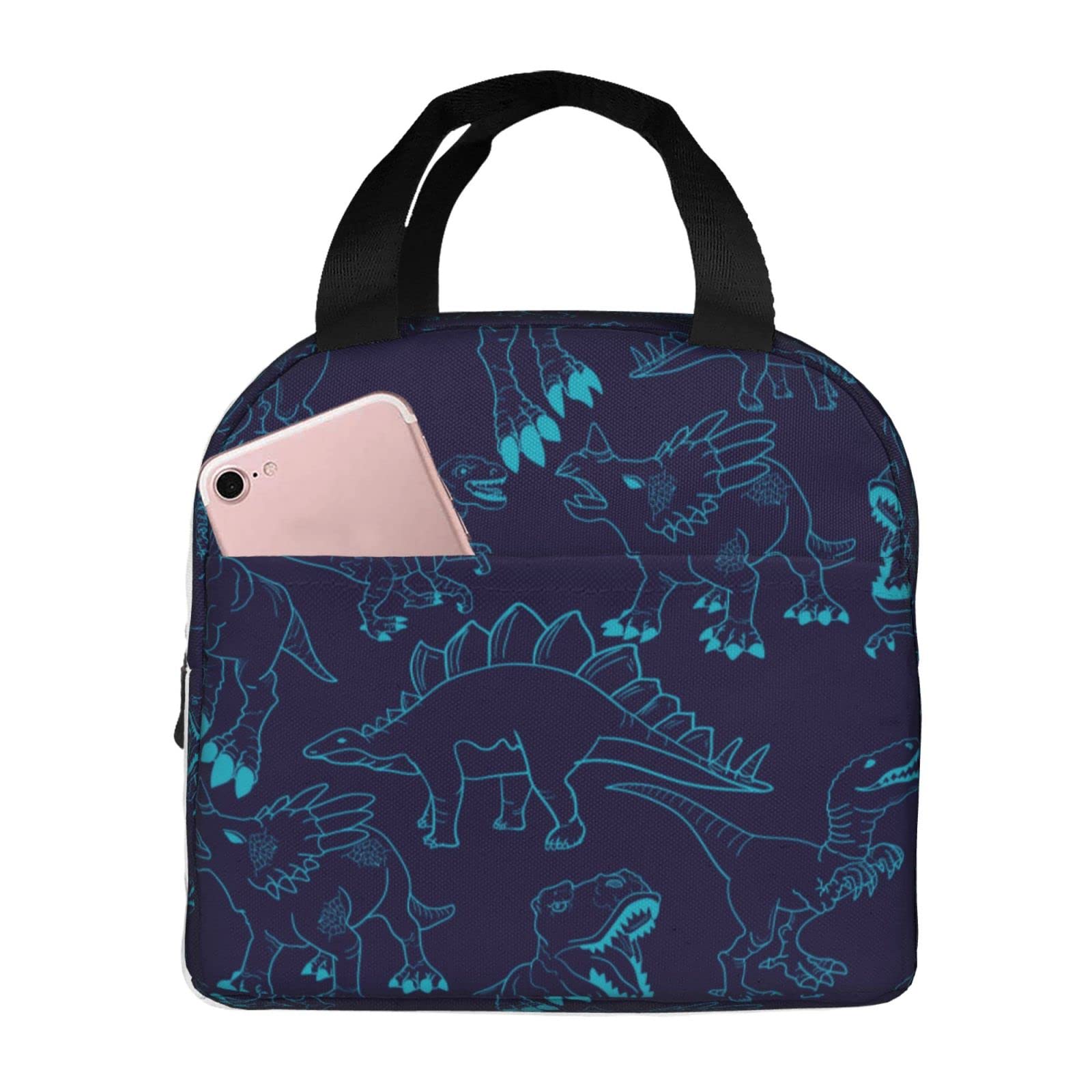Dino Silhouette Insulated Lunch Bag - Reusable Cooler Tote for Men & Women | Perfect for Picnic, Hiking, Travel, Work, School & Office | BPA-Free Portable Food Container