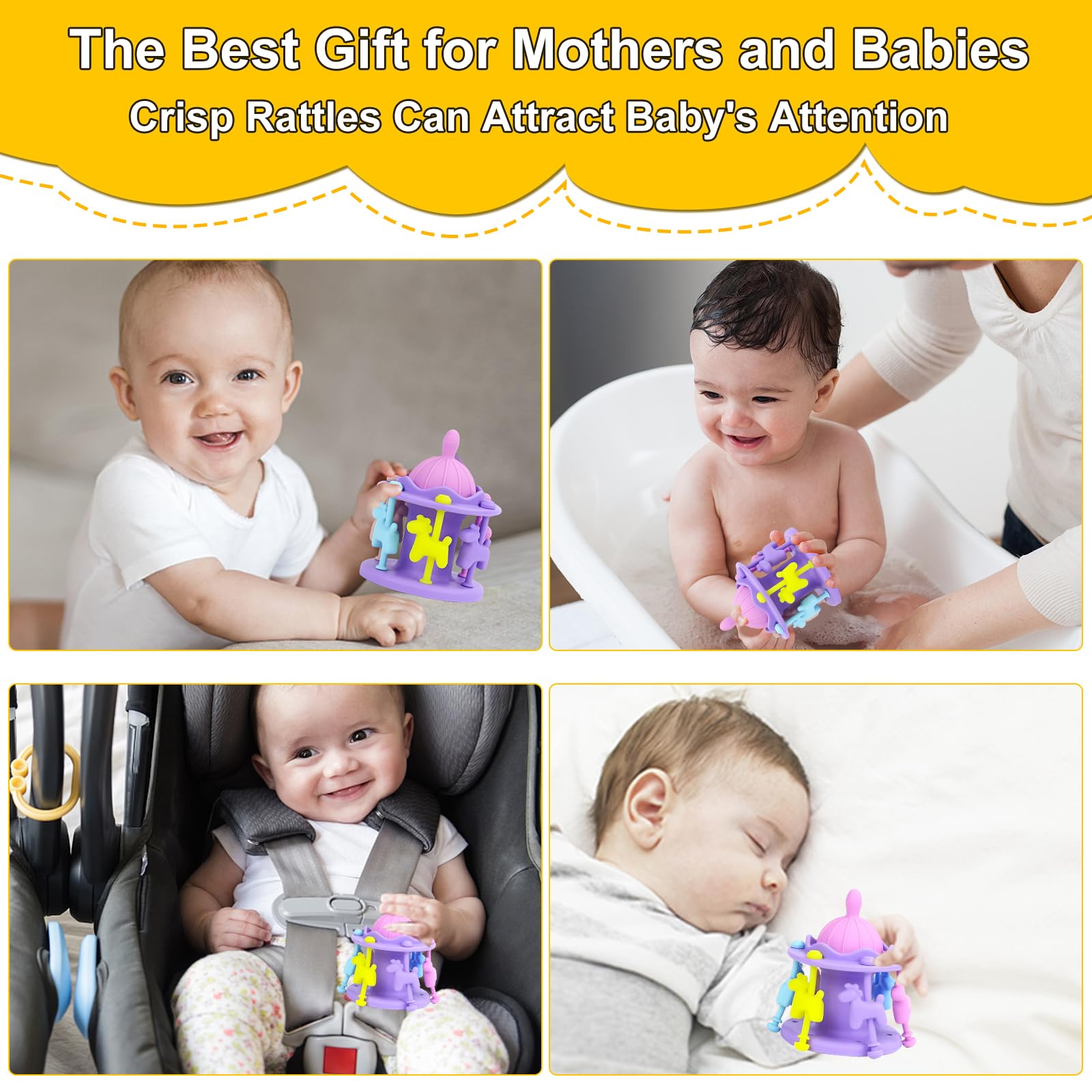 DDMY Baby Teether Toy - Safe Silicone Rattle for 0-12 Months | Soothing Teething Relief | Perfect Gift for Infants
