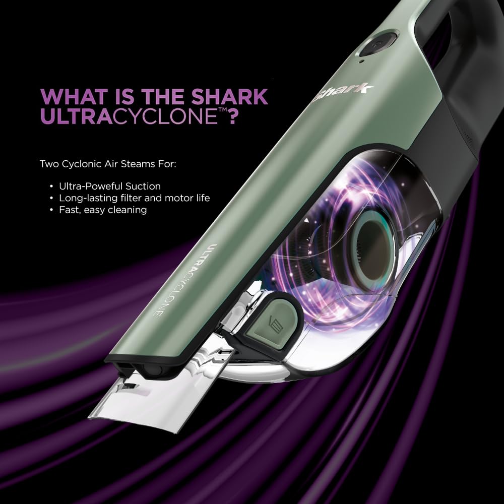 Shark CH901 UltraCyclone Pro Cordless Handheld Vacuum Cleaner | Powerful Suction | XL Dust Cup | Lightweight & Portable | Green (Renewed) | Perfect for Home, Car, Pet Hair & Quick Cleanups