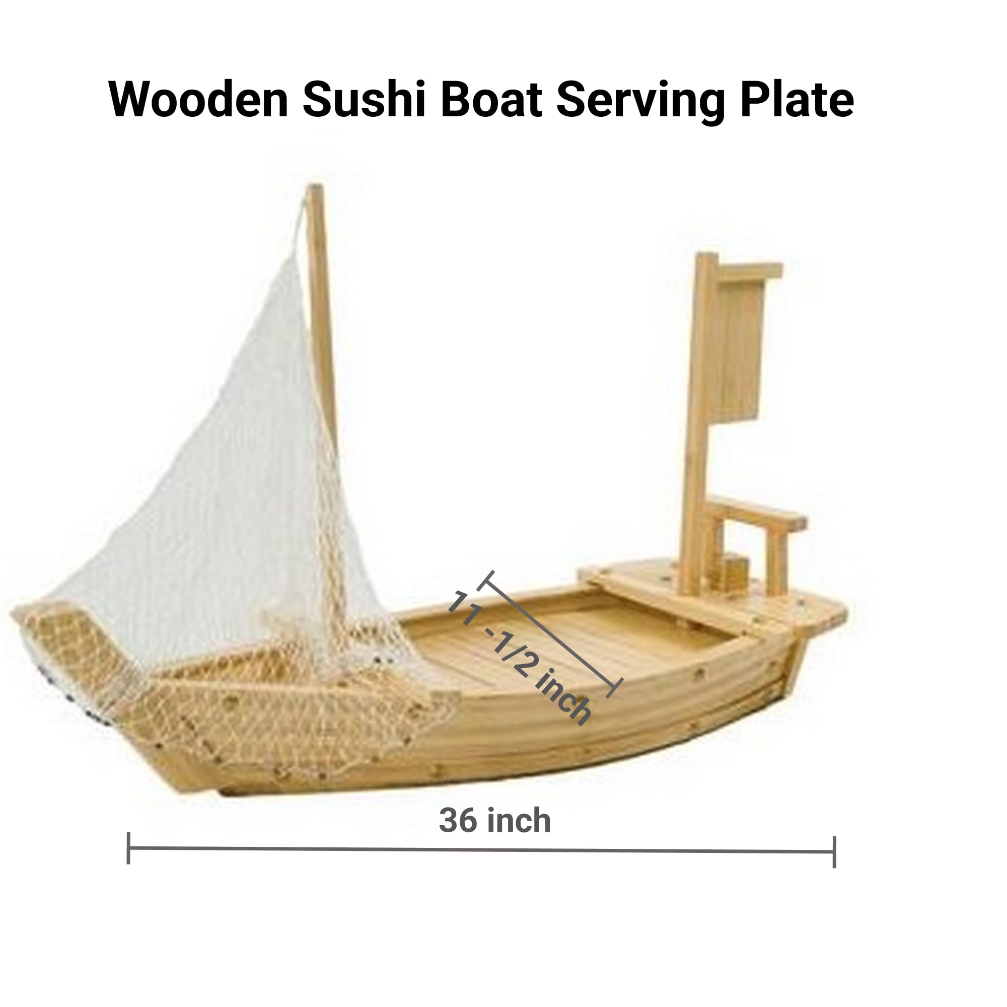 Premium Wooden Sushi Boat Serving Platter - 36 Inch Japanese Sushi & Sashimi Tray for Restaurants, Parties, Home Dining - Authentic Asian Tableware Set of 2 - Perfect for Entertaining, Buffets & Sushi Presentation