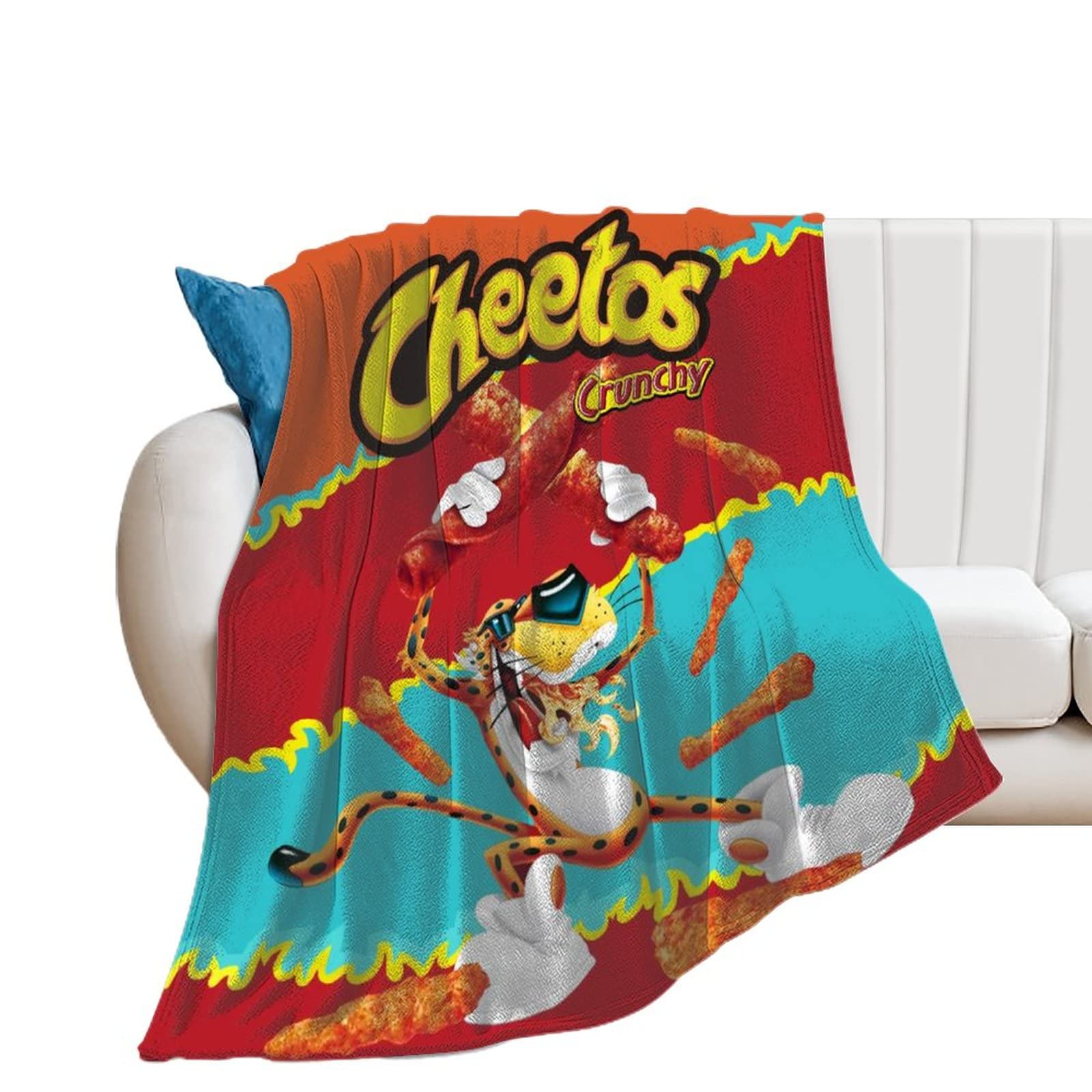 DIY Cheetos Flannel Throw Blanket 50x60 Inches - Soft Cozy Couch Blanket for Sofa, Bed, Office & Travel - Perfect for Sauna, Air Conditioning & Movie Nights