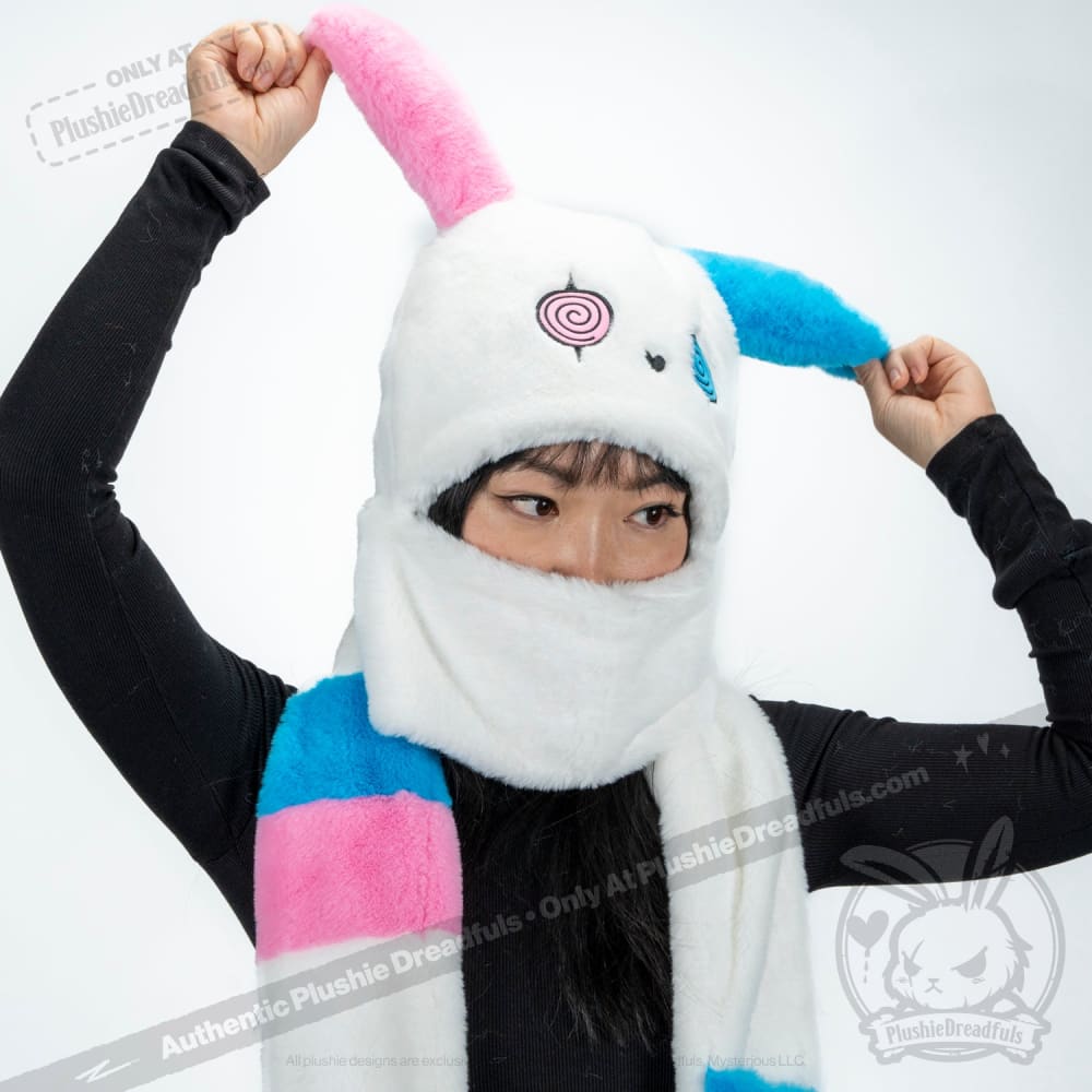 Scoodie Dreadful Gender Dysphoria Rabbit Scarf Hoodie - Soft Unisex Winter Wear for LGBTQ+ Pride, Cosplay & Cold Weather Fashion