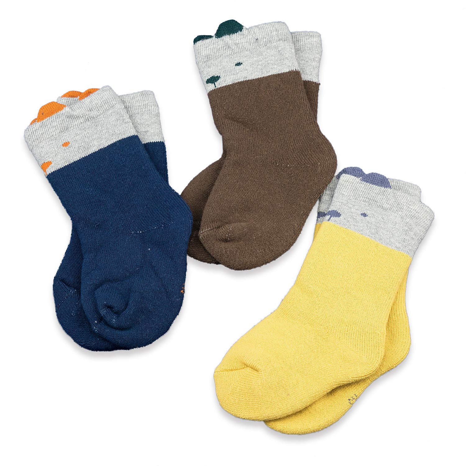 3 Pairs Ultra Thick Warm Toddler Socks for Baby Boys & Girls - Winter Infant Crew Socks with Non-Slip Grip - Soft Cotton Thermal Kids Socks for Cold Weather, Snow Days & Indoor Play