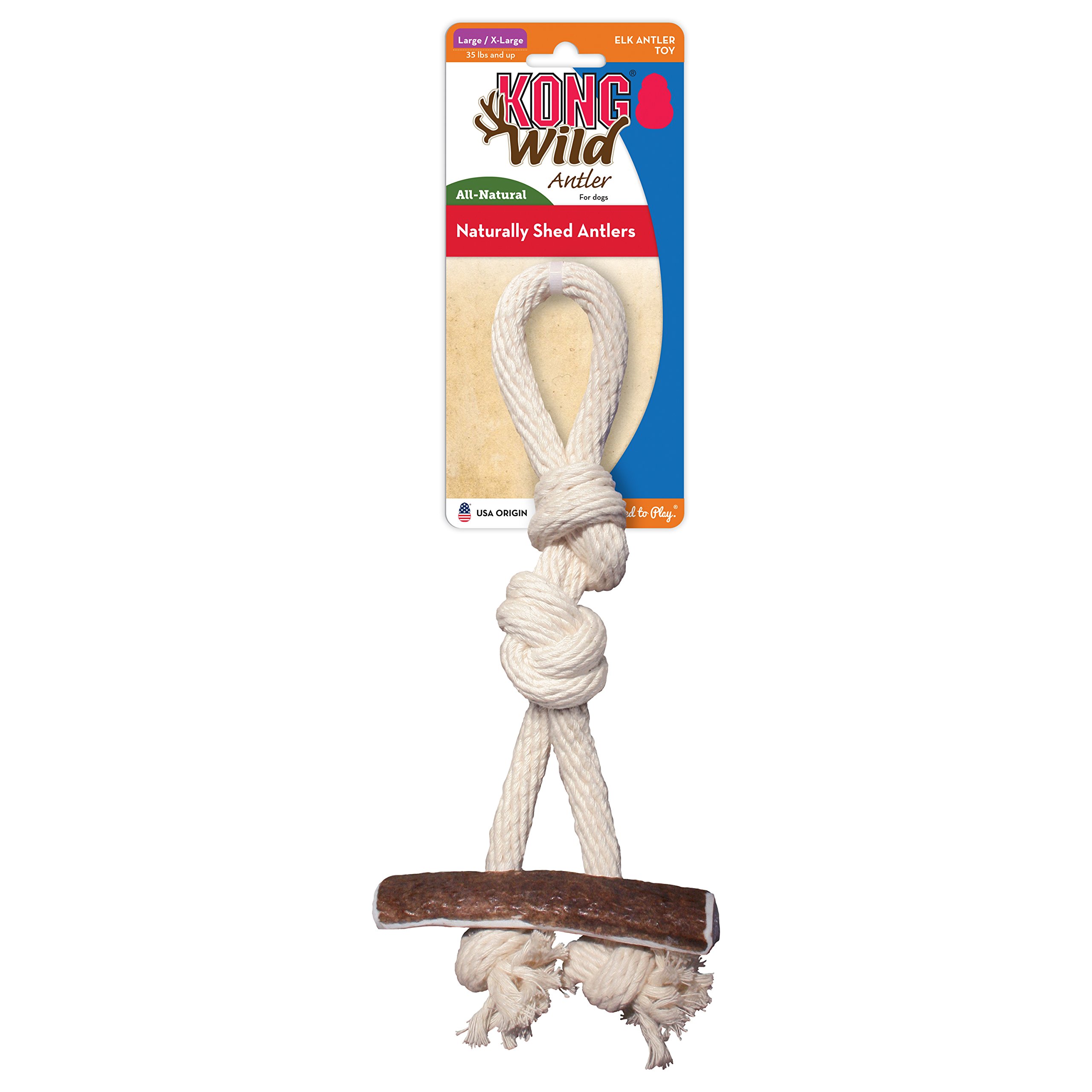 KONG Wild Antler Chew Toy for Dogs - Durable Large/X-Large Size Natural Antler Dog Bone - Perfect for Aggressive Chewers & Teething Puppies - Indoor/Outdoor Play & Dental Health
