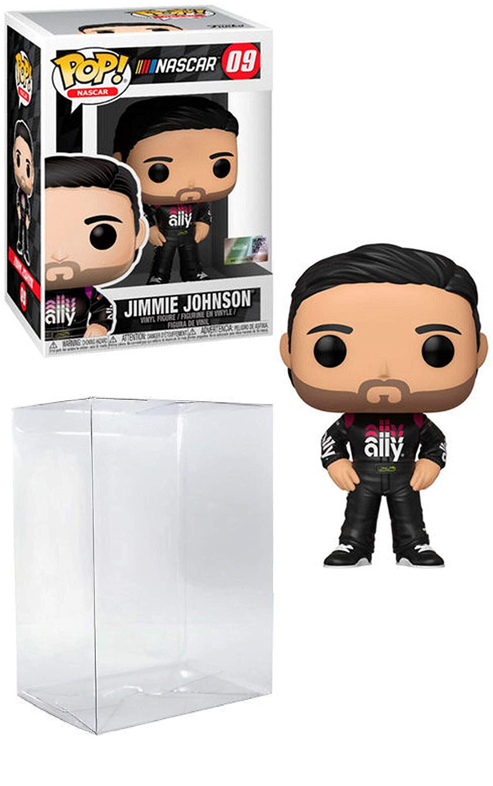 Jimmie Johnson #9 NASCAR Action Figure Collectible - Includes EcoTEK Pop Box Protector for Display Case Protection | Perfect for Racing Fans, Toy Collectors & Home/Office Decor