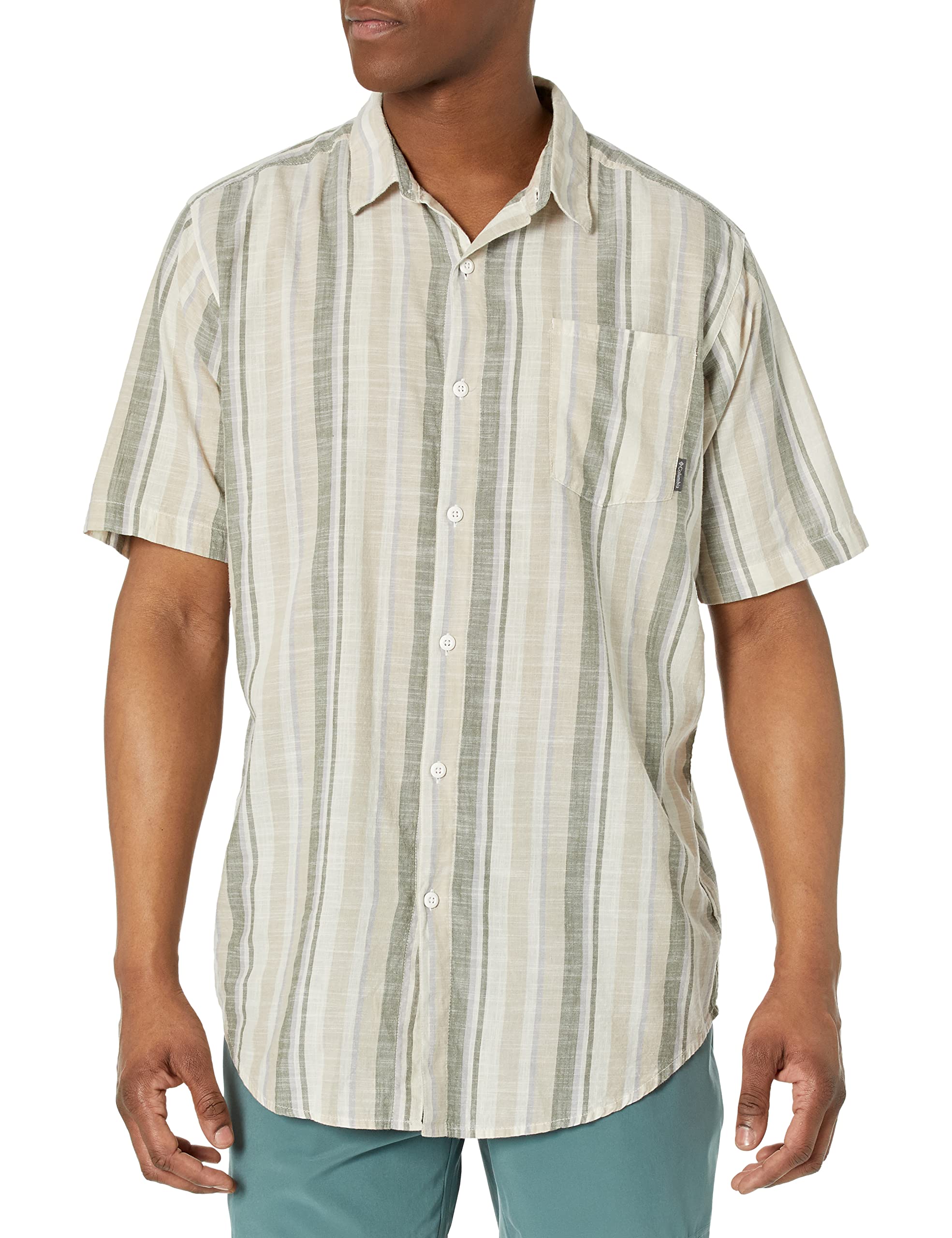 Columbia Men's Under Exposure Yarn Dye Short Sleeve Shirt - Lightweight Quick-Dry Casual Button-Up for Hiking, Travel & Outdoor Adventures