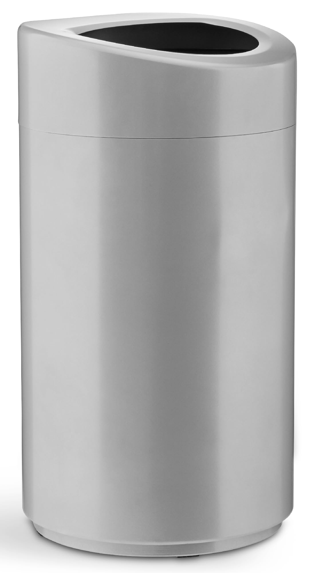 Safco 14 Gallon Open Top Stainless Steel Trash Can - Modern Silver Garbage Bin for Kitchen, Office & Home Use - Durable Indoor Waste Basket with Sleek Design