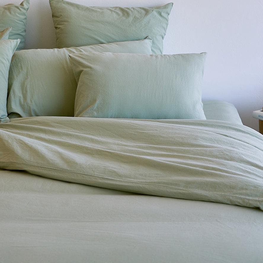 Tavira Washed Cotton Duvet Cover - Soft & Breathable Khaki Green Bedding Set for Queen/King Size - Perfect for Cozy Bedrooms & Guest Rooms