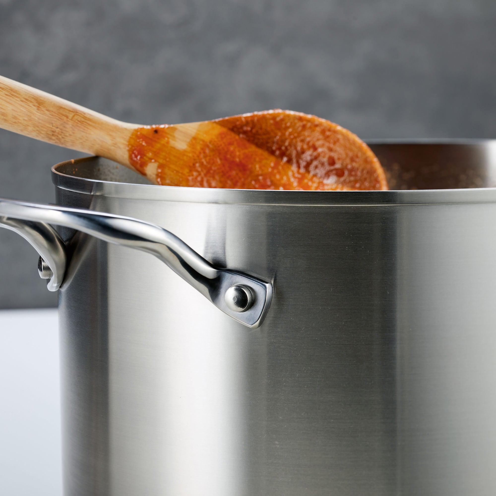 Premium 8 Quart Stainless Steel 3-Ply Stockpot with Lid - Heavy Duty Cooking Pot for Soups, Stews, Pasta & Large Family Meals