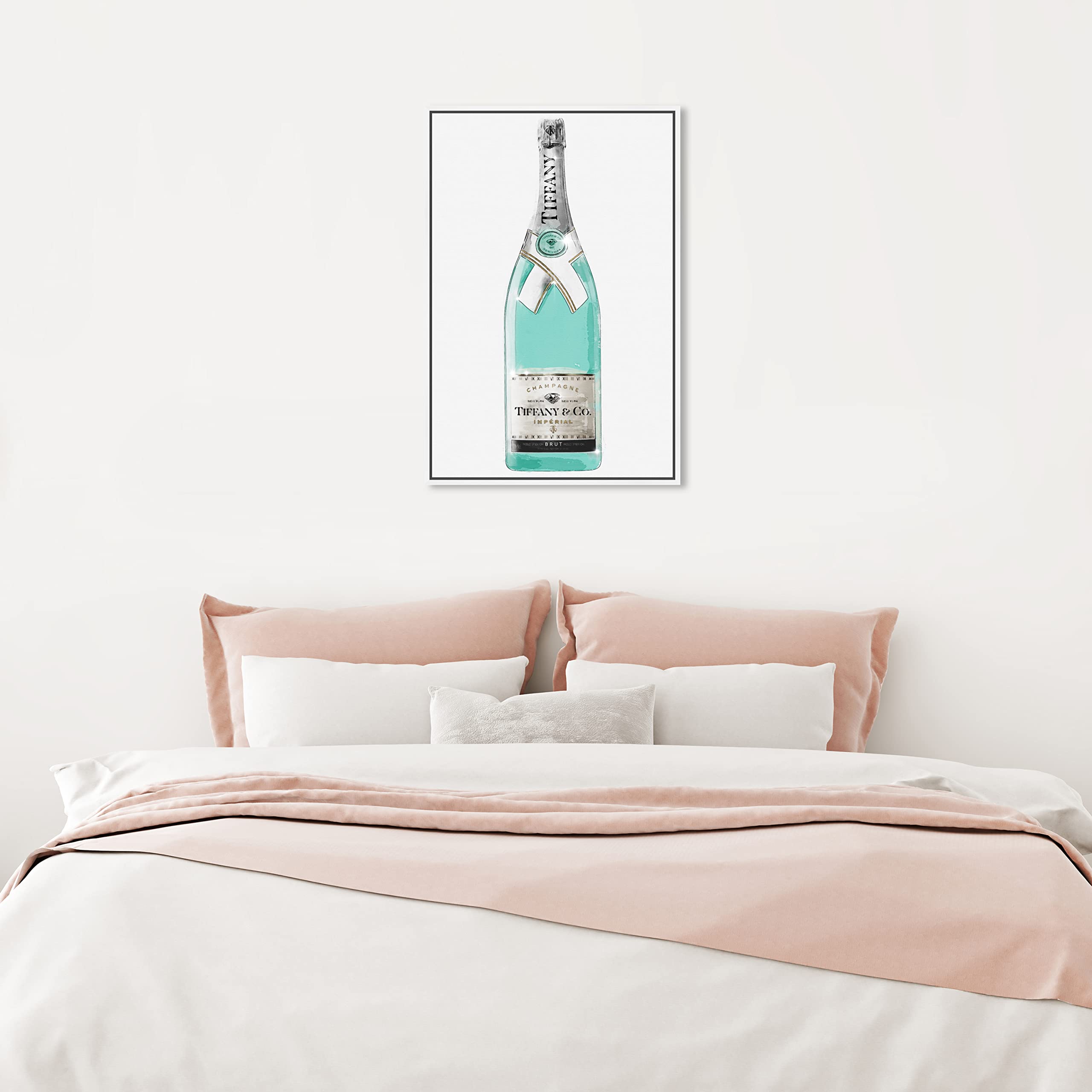 Oliver Gal Artist Co. 'Priceless Champagne' Framed Wall Art Canvas Print - 16x24 Inches, Elegant Home & Bar Decor for Living Room, Dining Room, or Wine Cellar
