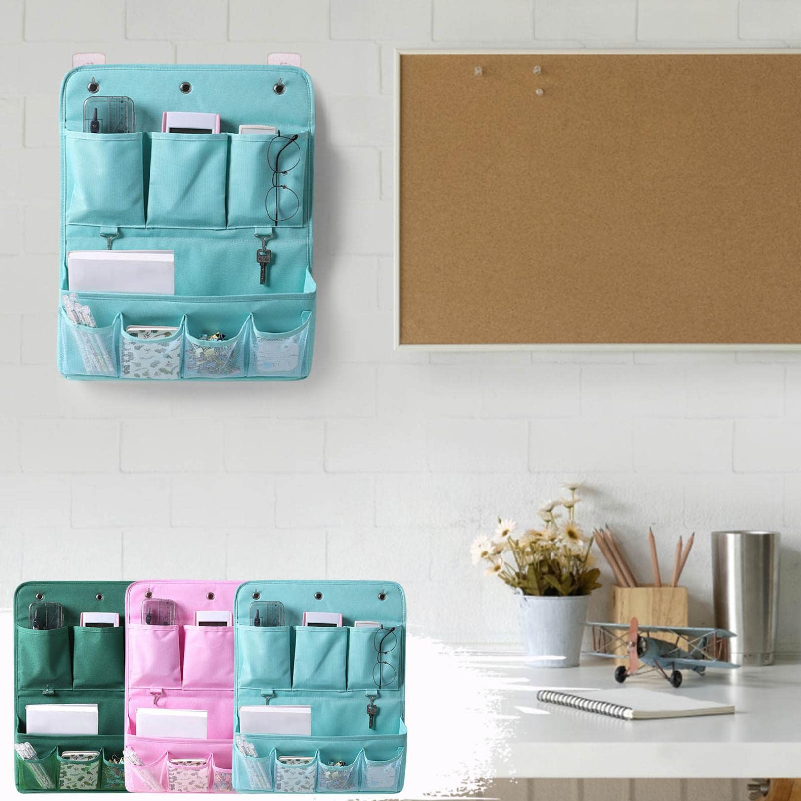 CrazyPig Hanging Storage Organizer - Wall & Door Fabric Storage Bag for Wardrobe, Dorm, Bathroom & Kitchen | Multi-Pocket Organizer with 3 Adhesive Hooks | Space-Saving Solution for Home, Office & Travel