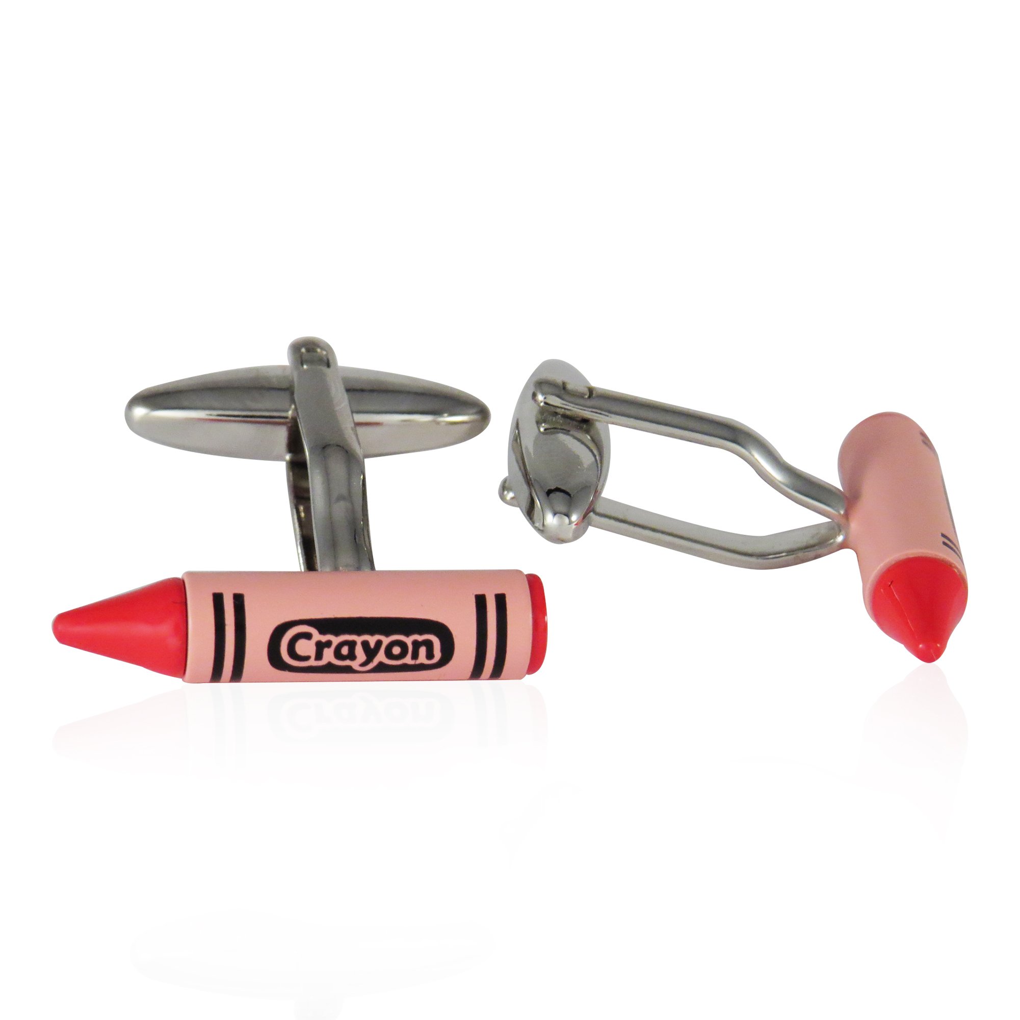Red Crayon Cufflinks for Men - Unique Teacher Gift with Travel Presentation Box | Perfect for Educators, Weddings & Formal Occasions