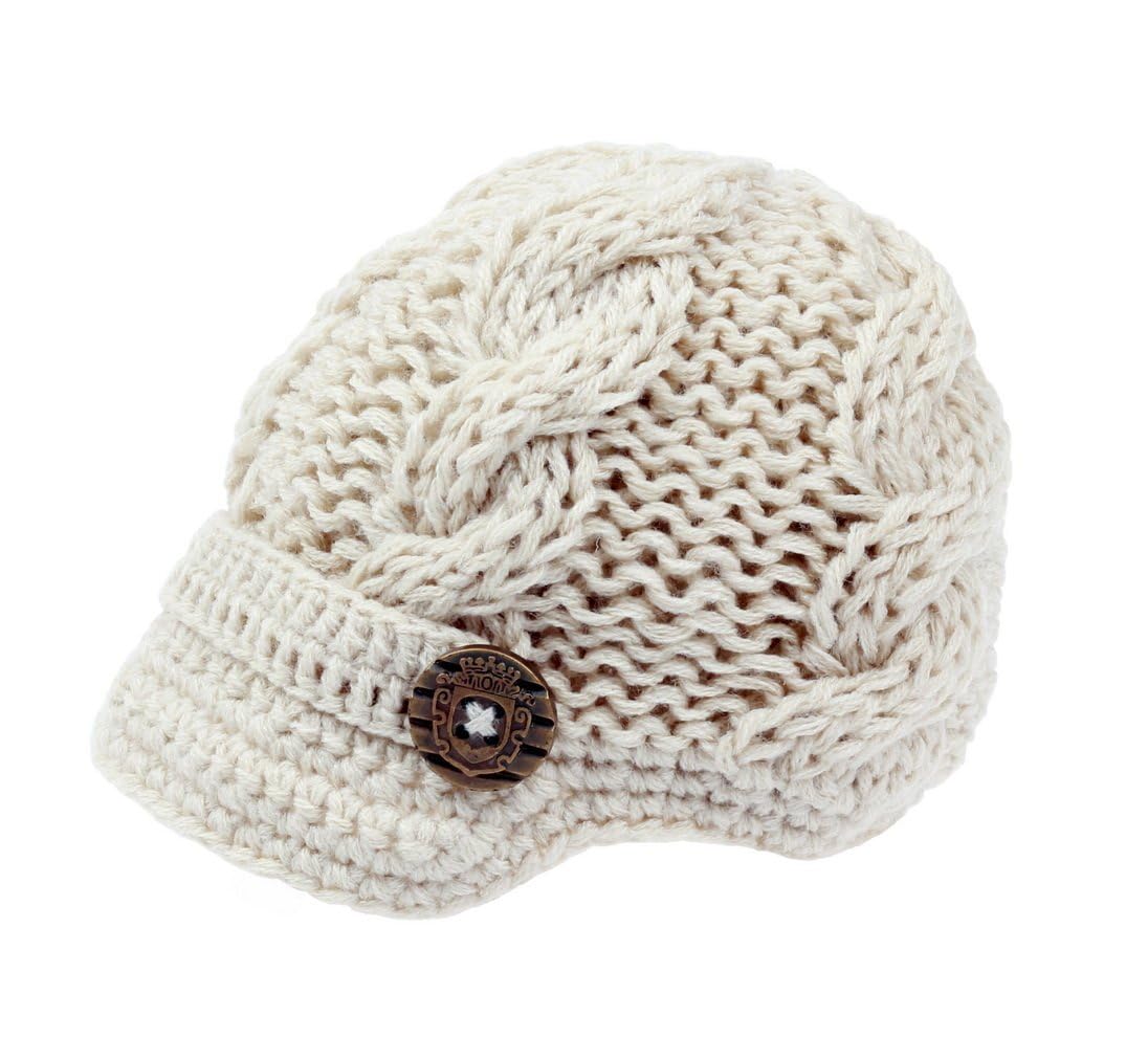 Baby Boys Crochet Knit Newsboy Cap with Brim & Buttons - Vintage Photography Hat for Newborn Photo Shoots & Special Occasions