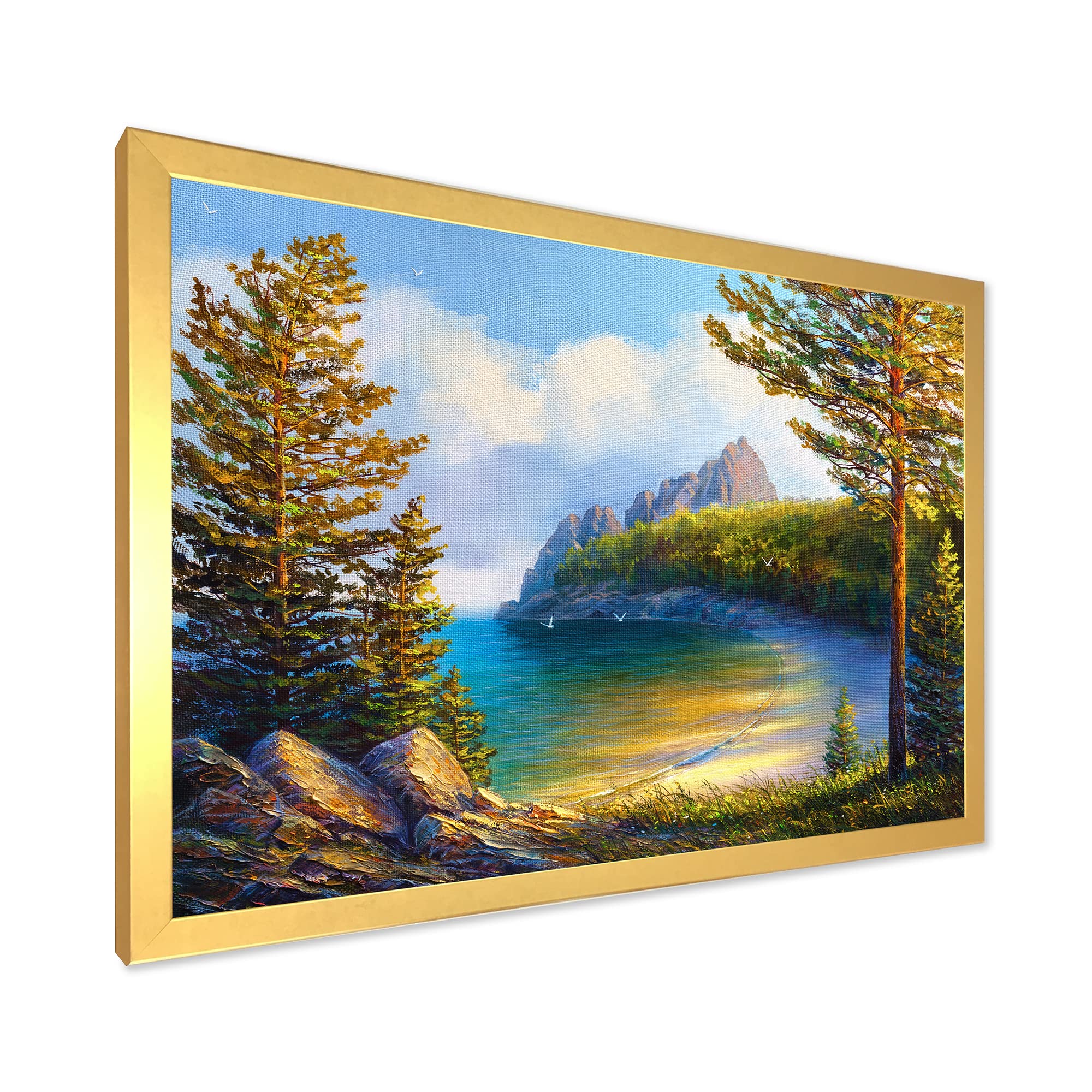 DesignQ Morning Sun By The Wild Beach Nautical Coastal Framed Wall Art - Coastal Decor for Living Room, Bedroom & Office