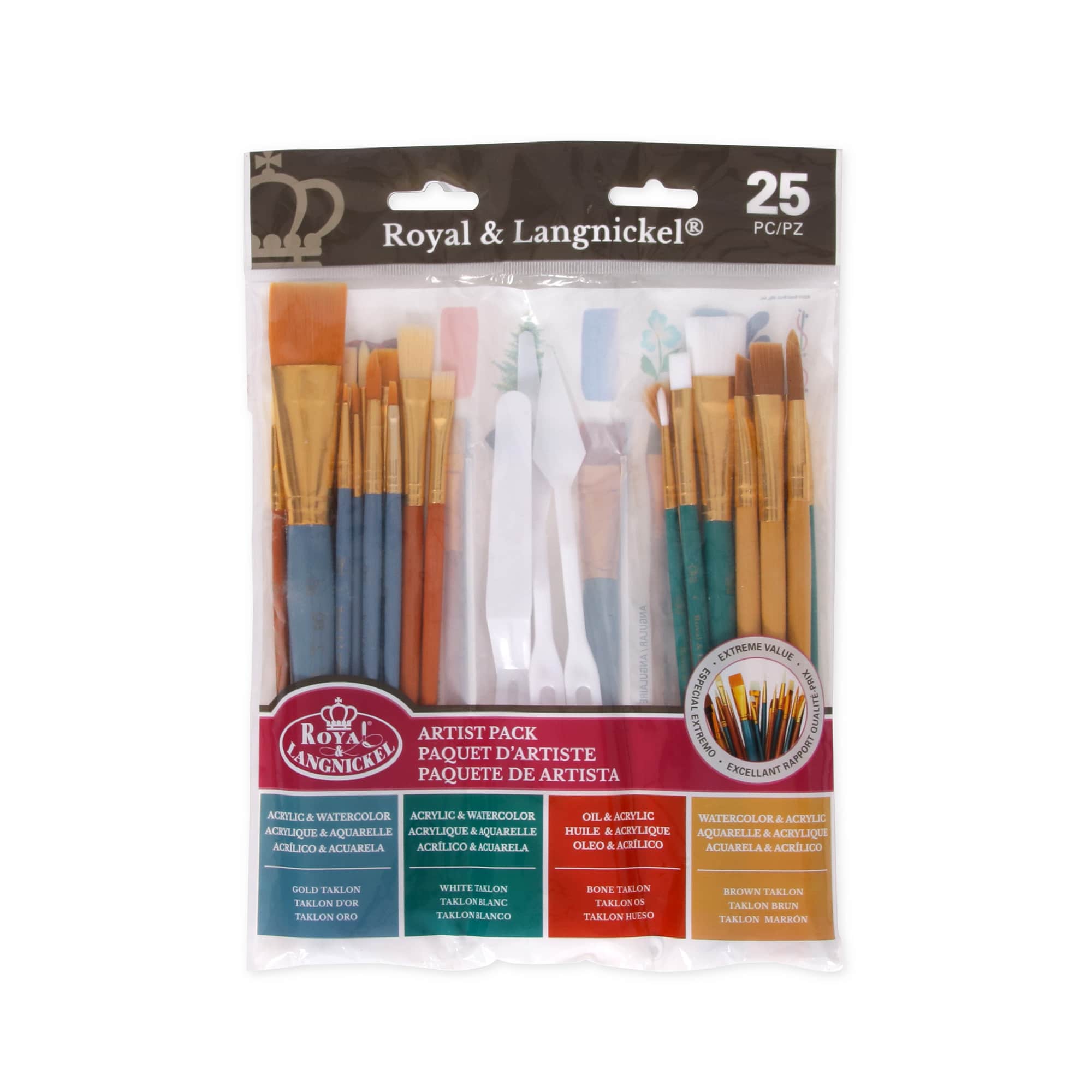 Professional Artist Paint Brush & Palette Knife Set - 25 Piece Kit for Oil, Acrylic & Watercolor Painting - Perfect for Canvas, Wood & DIY Art Projects