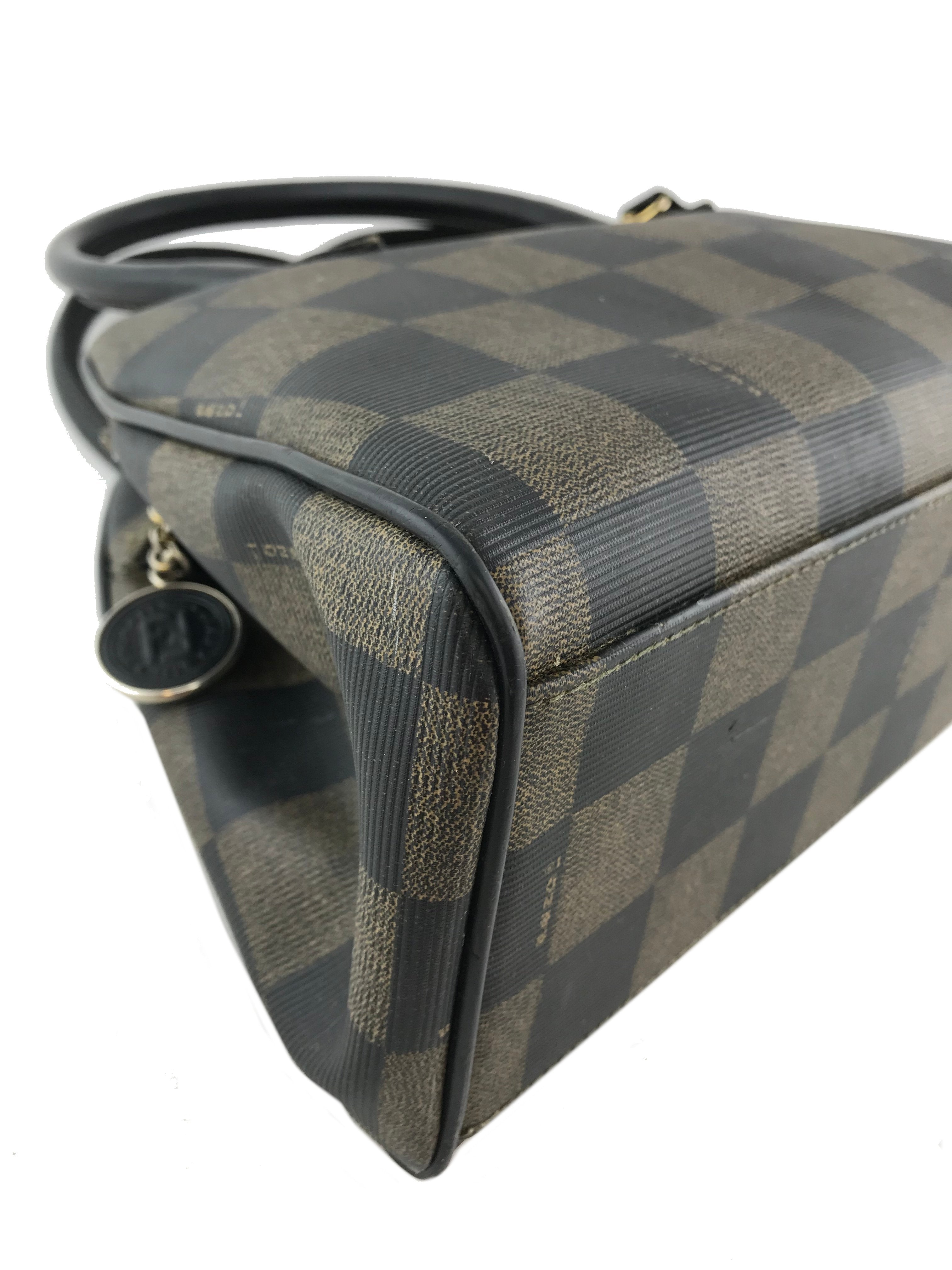 Fendi Checkered Coated Canvas Shoulder Bag - Luxury Designer Handbag for Women, Perfect for Work, Travel & Everyday Use