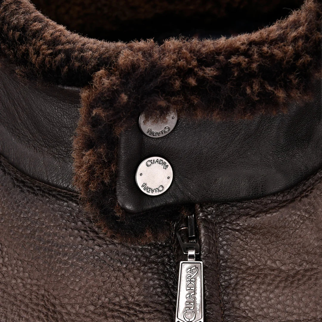 H350BOB Cuadra Men's Mocha Casual Fashion Lambskin Leather Vest - Stylish Layering for Fall & Winter Outfits